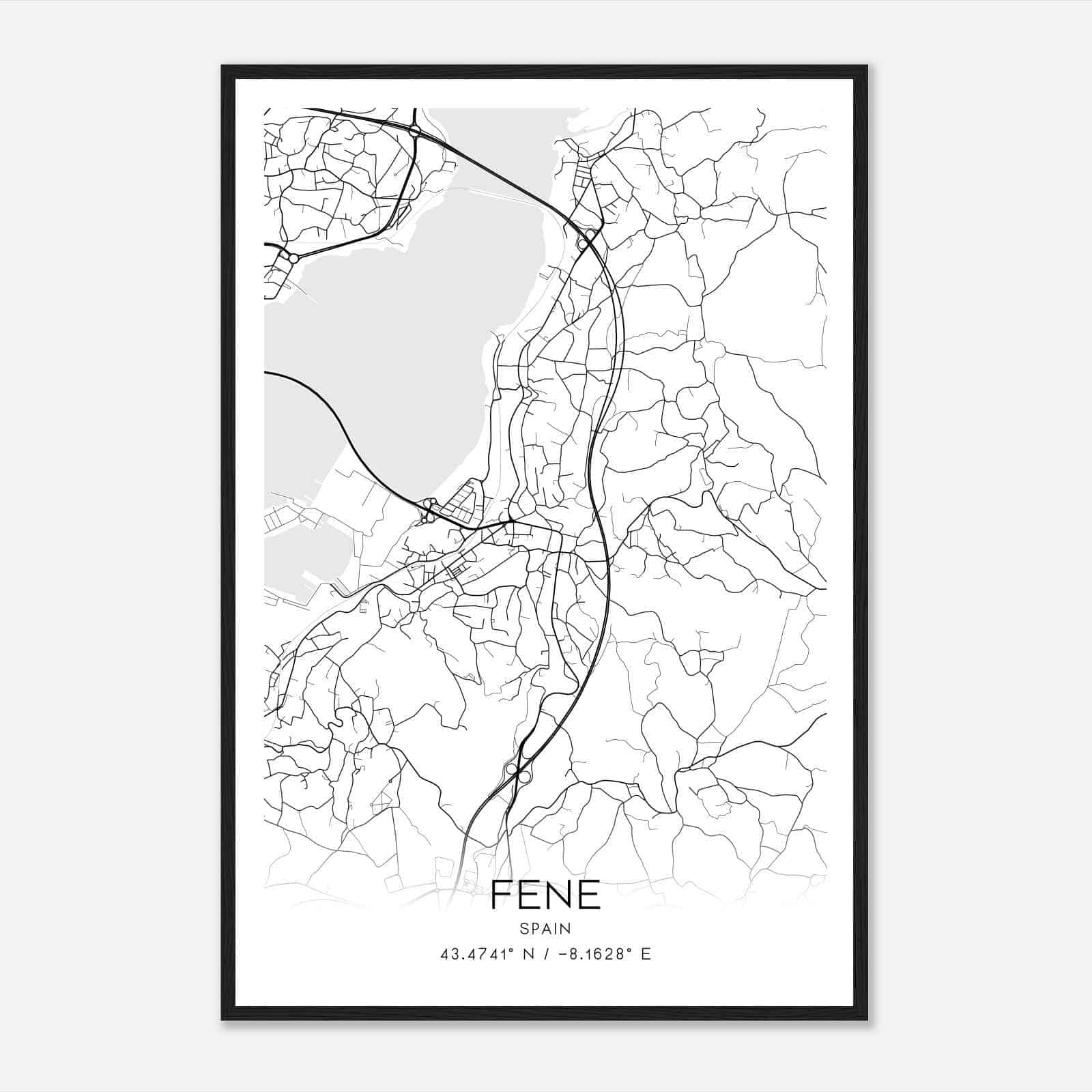 Fene Spain Map Poster, Modern Home Decor Wall Art Print