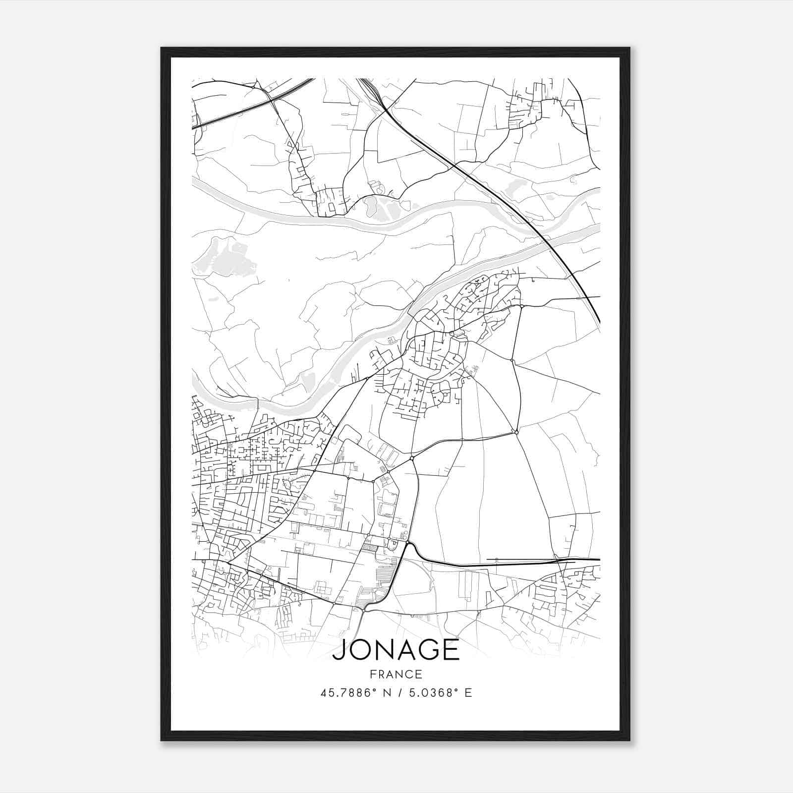 Jonage France Map Poster, Modern Home Decor Wall Art Print