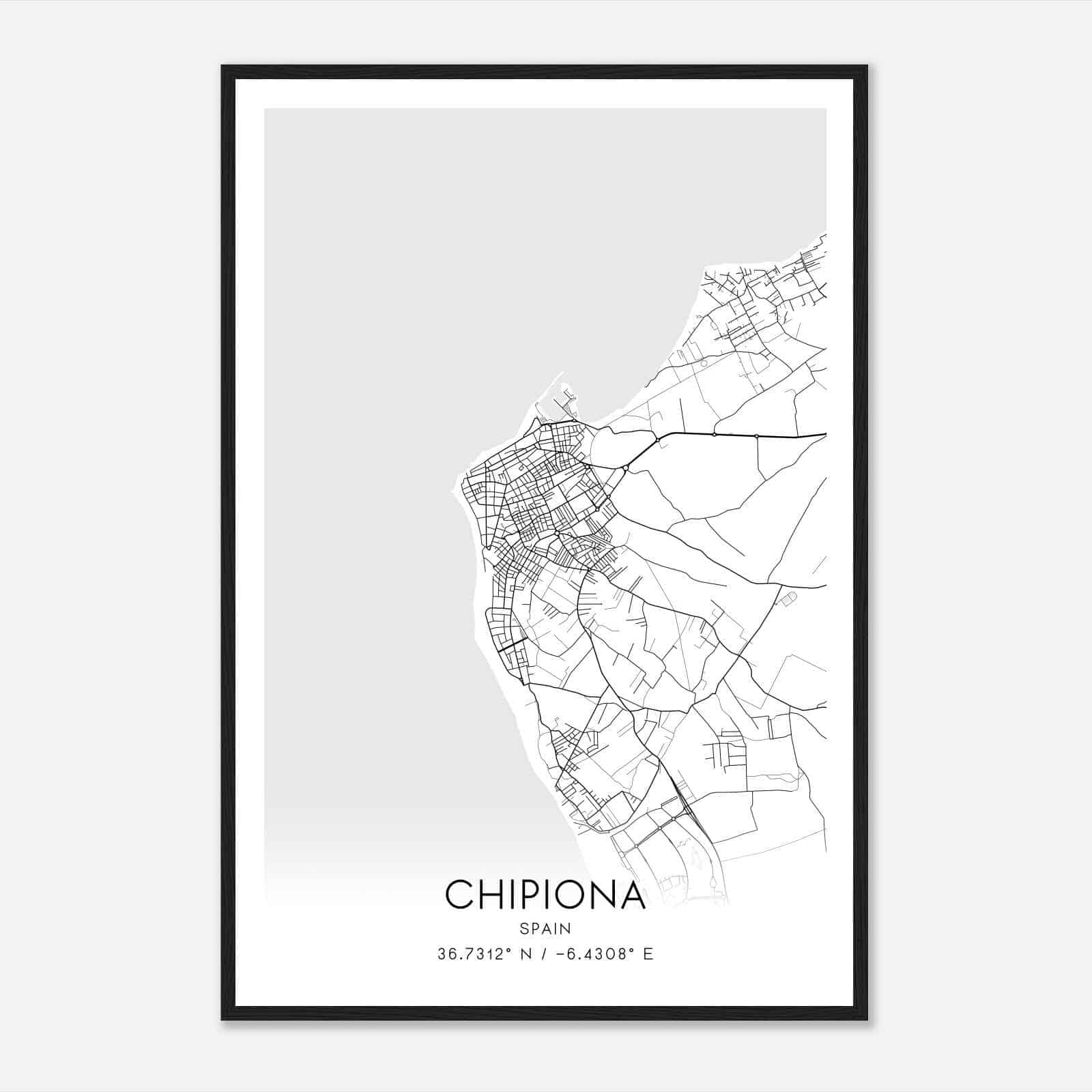 Chipiona Spain Map Poster, Modern Home Decor Wall Art Print