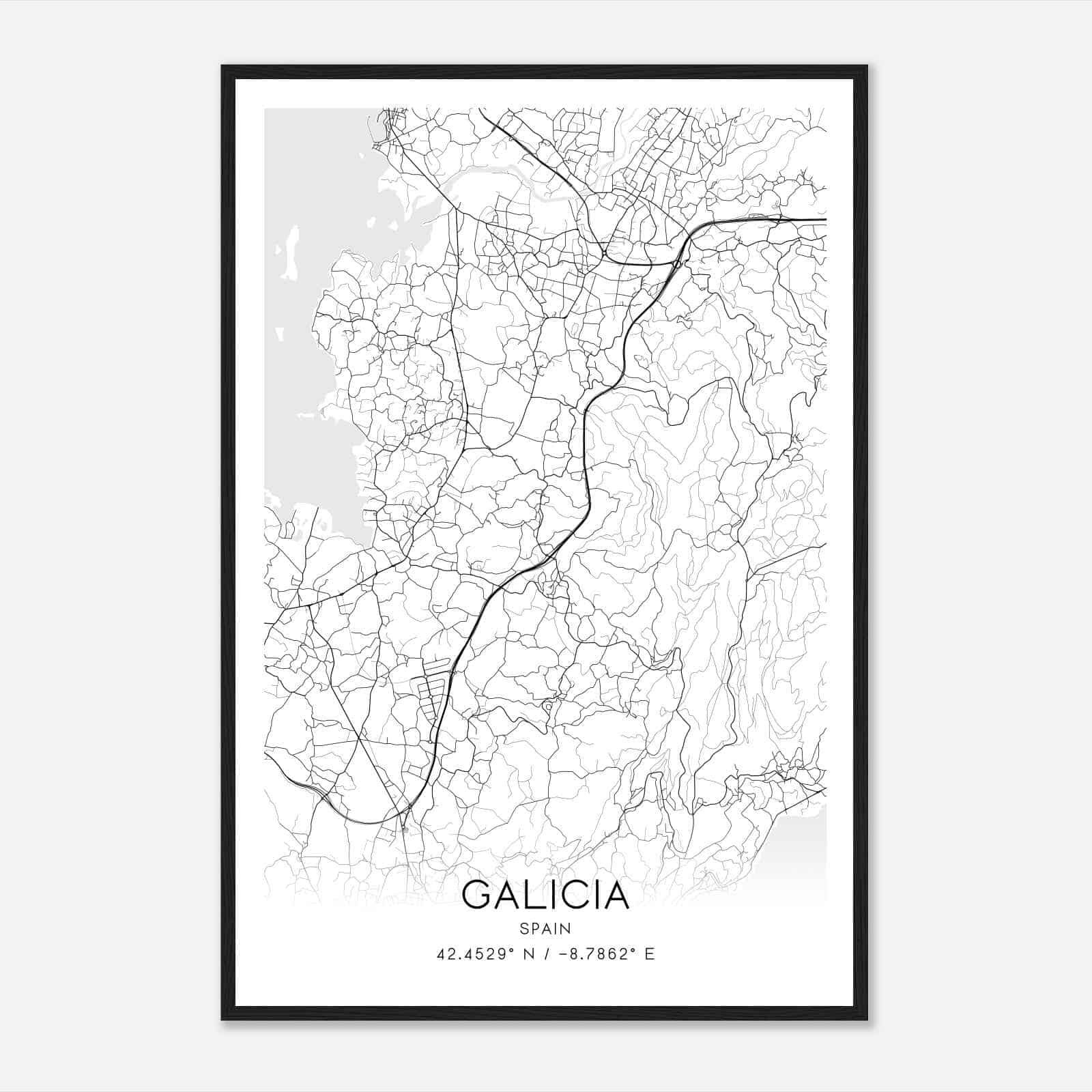 Meano Spain Map Poster, Modern Home Decor Wall Art Print