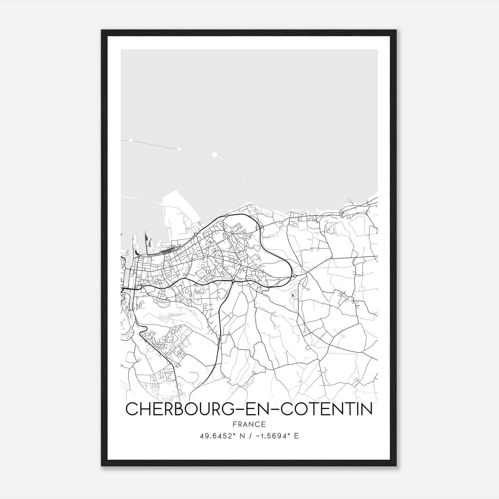 Tourlaville France Map Poster, Modern Home Decor Wall Art Print