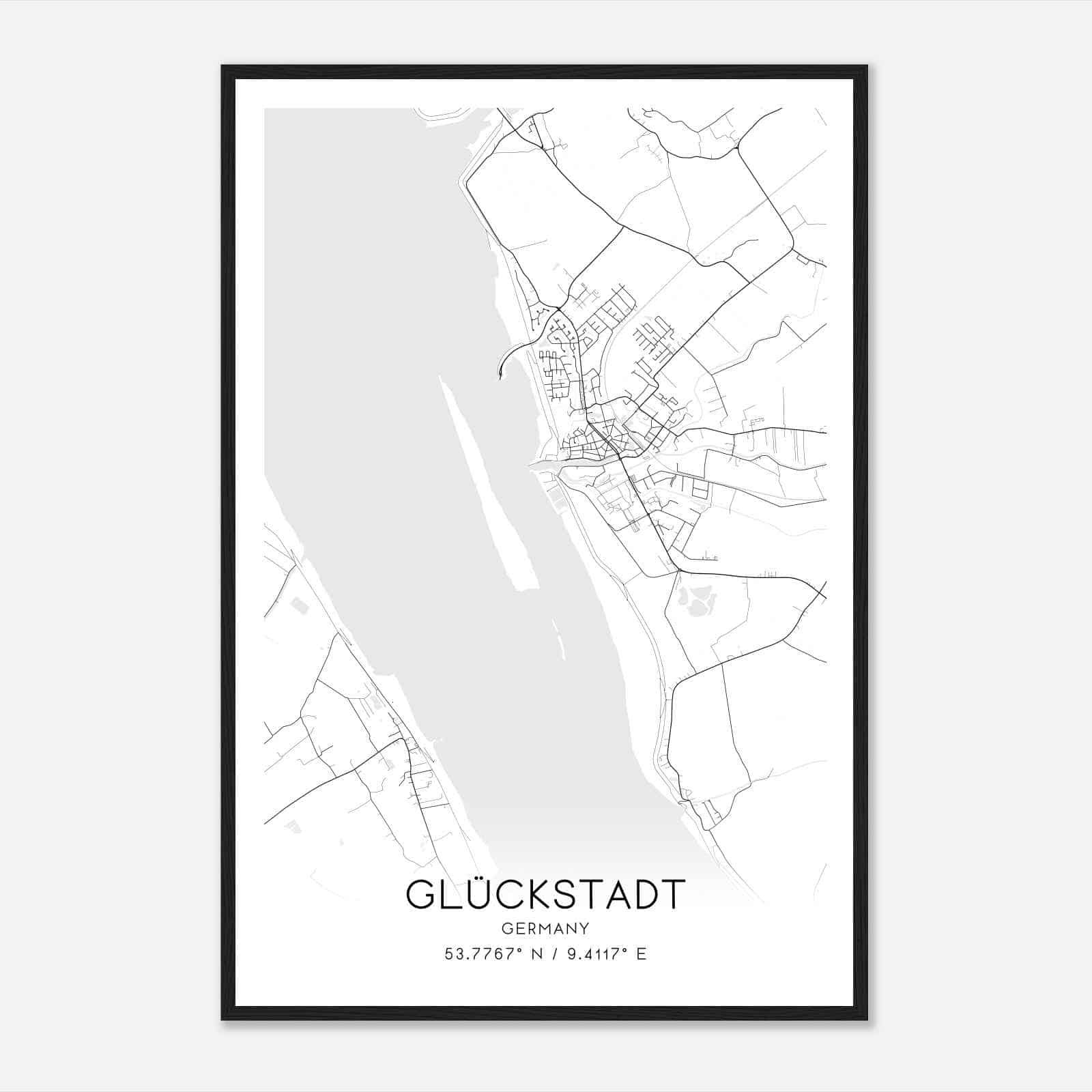 Gluckstadt Germany Map Poster, Modern Home Decor Wall Art Print
