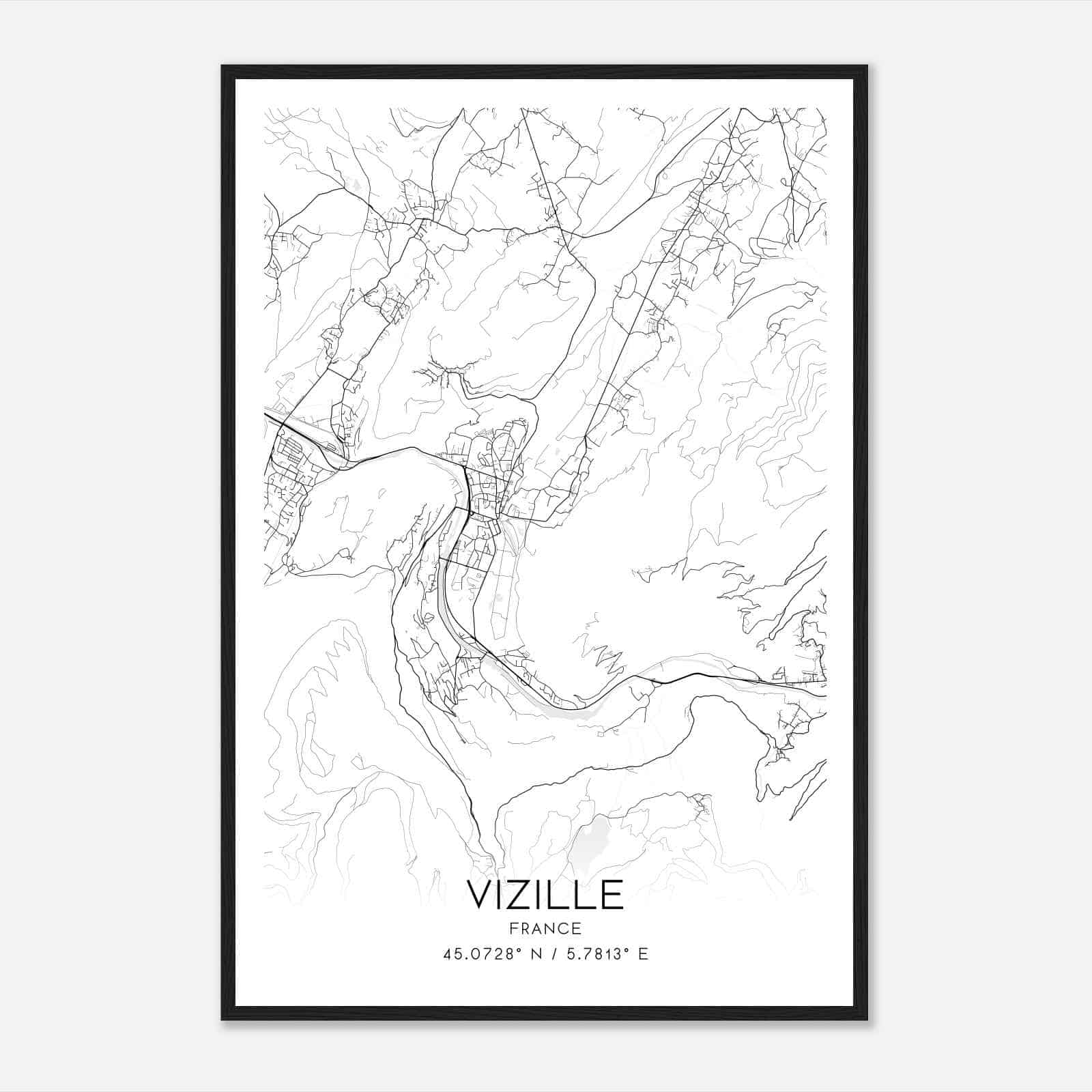 Vizille France Map Poster, Modern Home Decor Wall Art Print