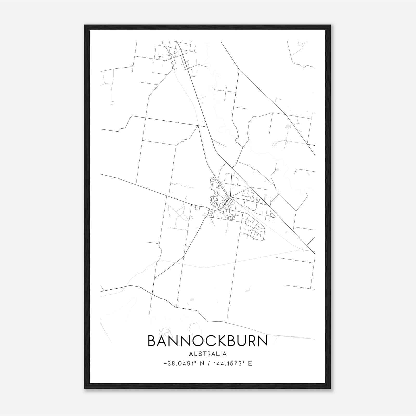Bannockburn Australia Map Poster, Modern Home Decor Wall Art Print