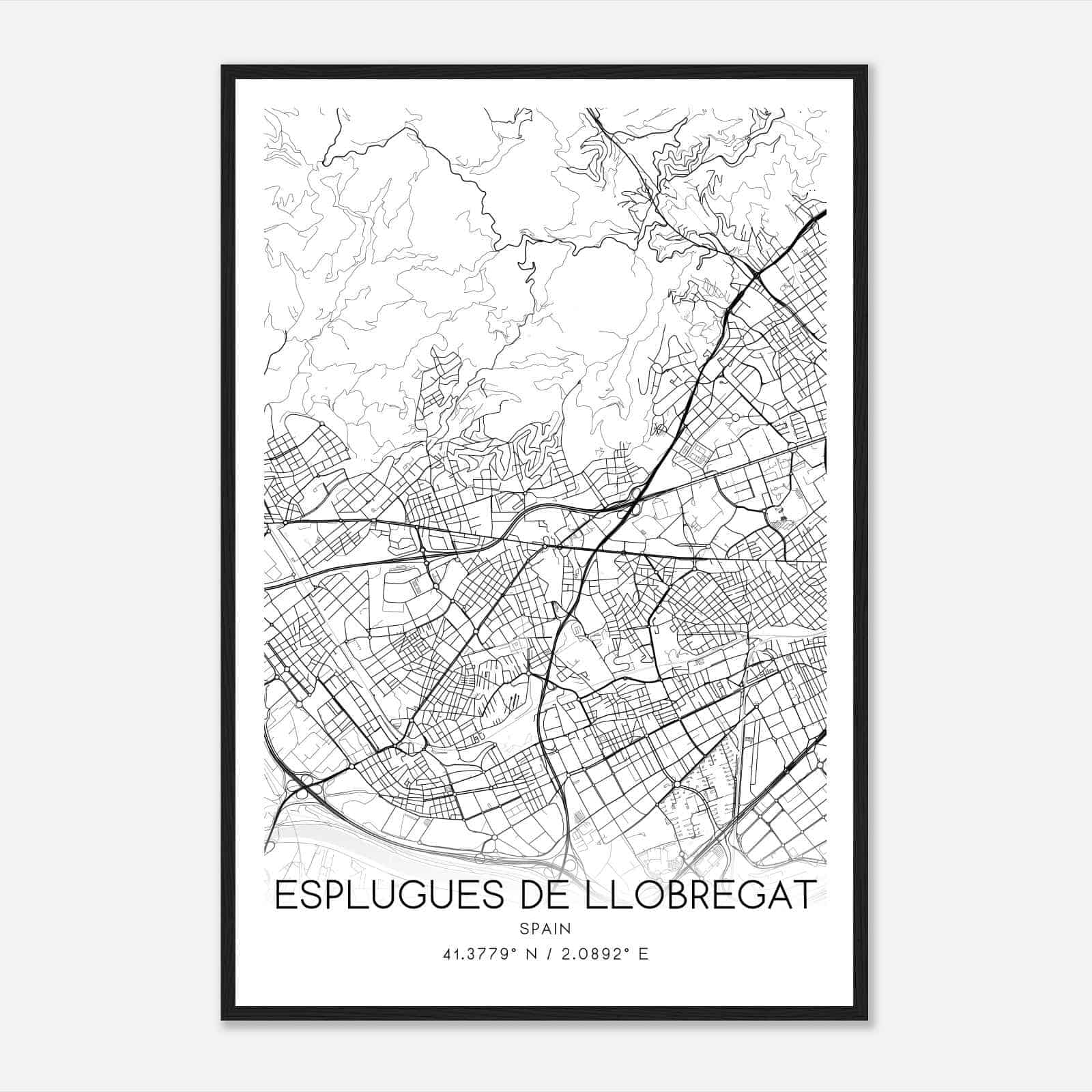 Esplugas de Llobregat Spain Map Poster, Modern Home Decor Wall Art Print