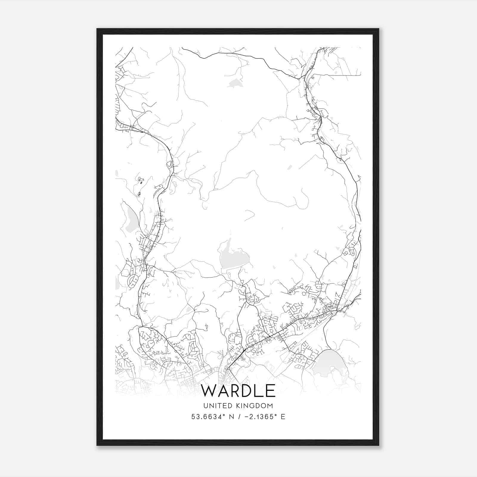 Wardle United Kingdom Map Poster, Modern Home Decor Wall Art Print