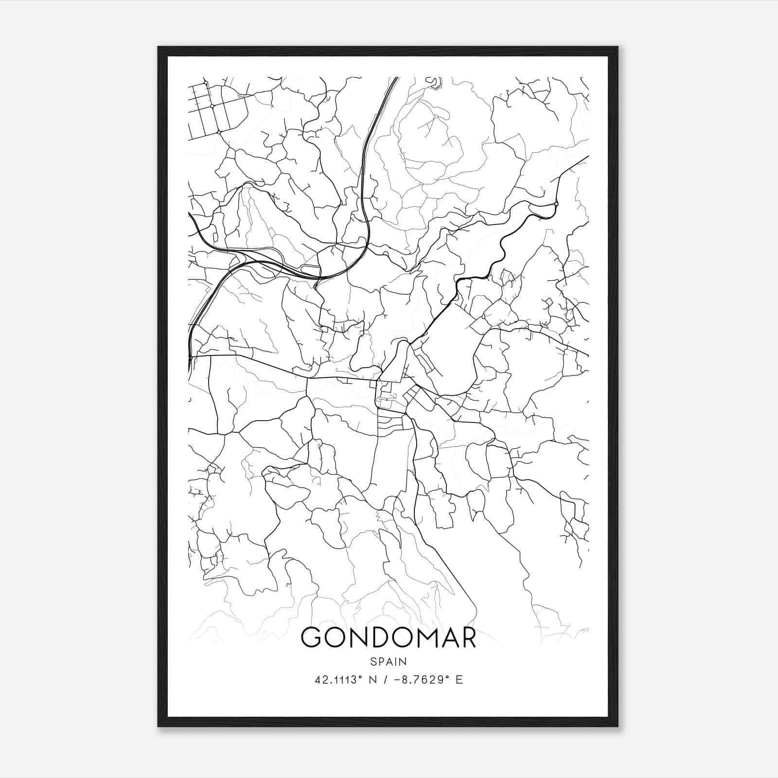 Gondomar Spain Map Poster, Modern Home Decor Wall Art Print