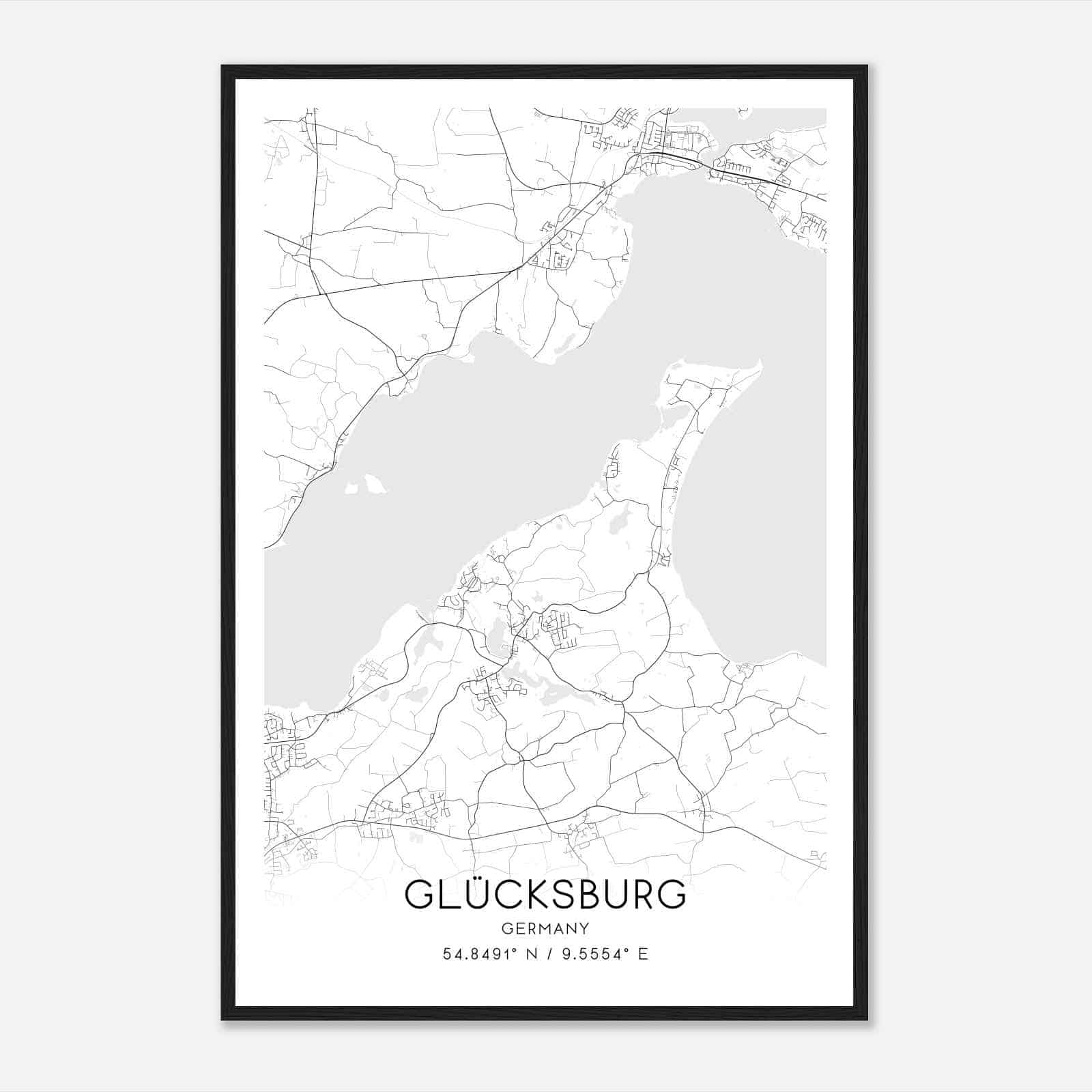 Glucksburg Germany Map Poster, Modern Home Decor Wall Art Print