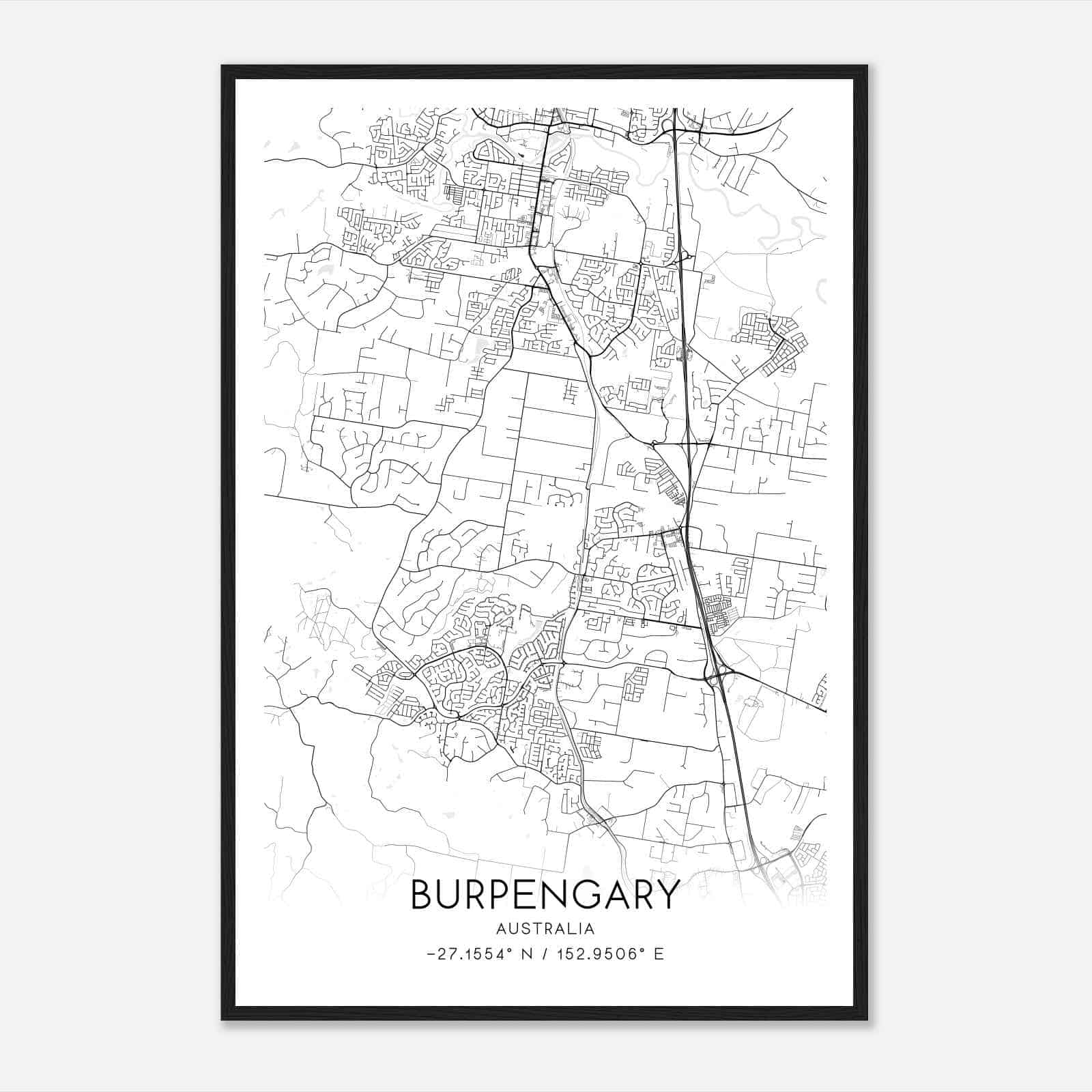 Burpengary Australia Map Poster, Modern Home Decor Wall Art Print