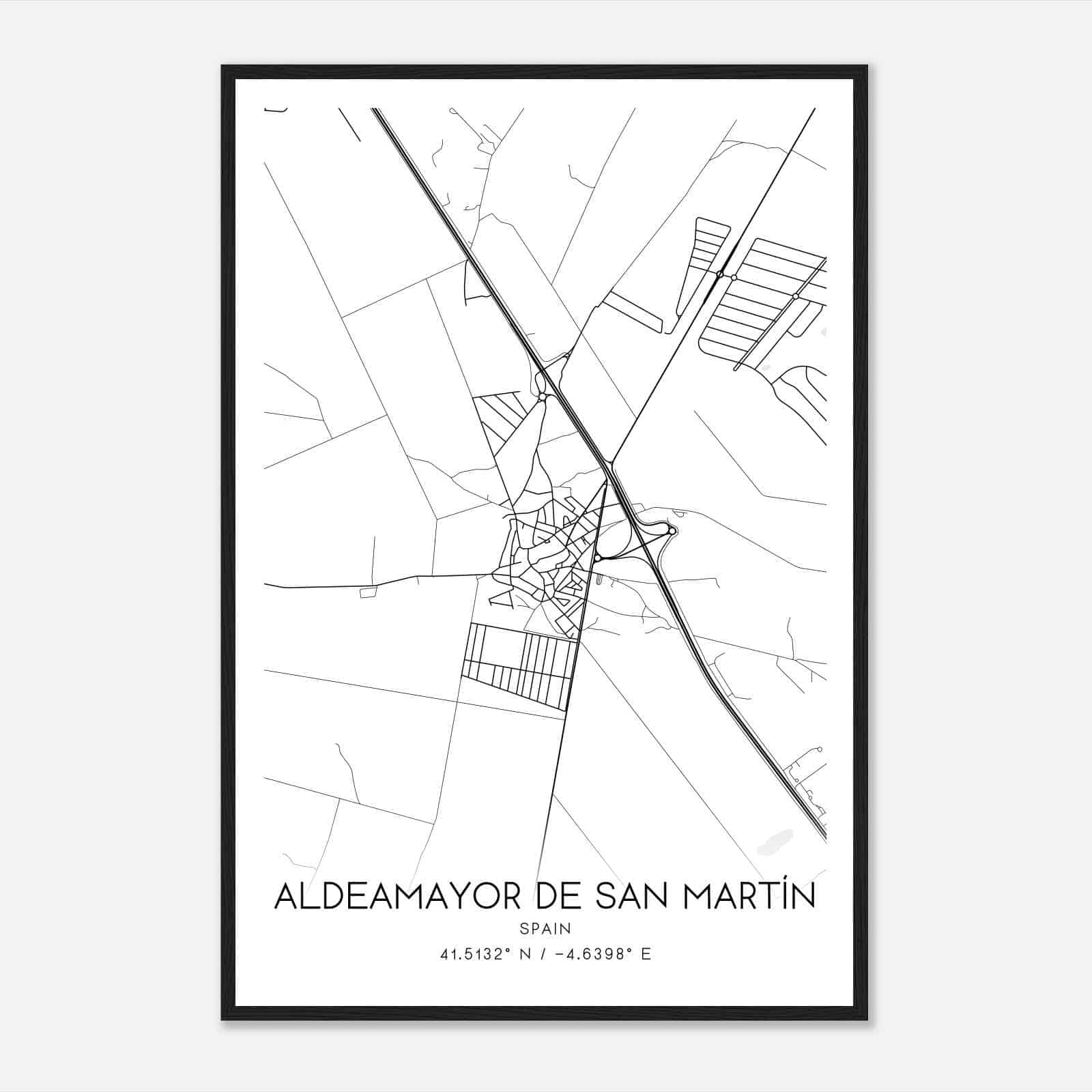 Aldeamayor de San Martin Spain Map Poster, Modern Home Decor Wall Art Print
