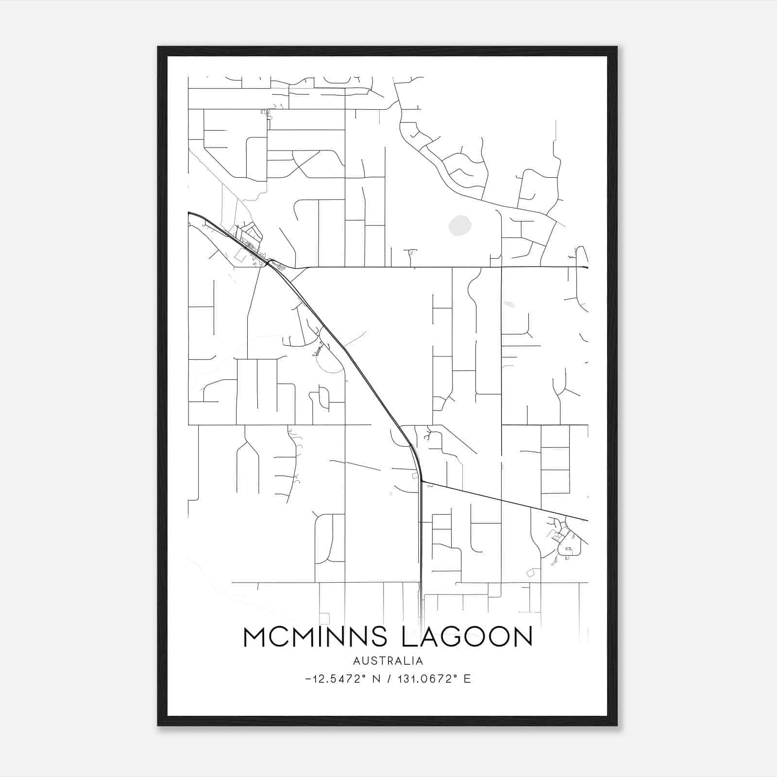 McMinns Lagoon Australia Map Poster, Modern Home Decor Wall Art Print