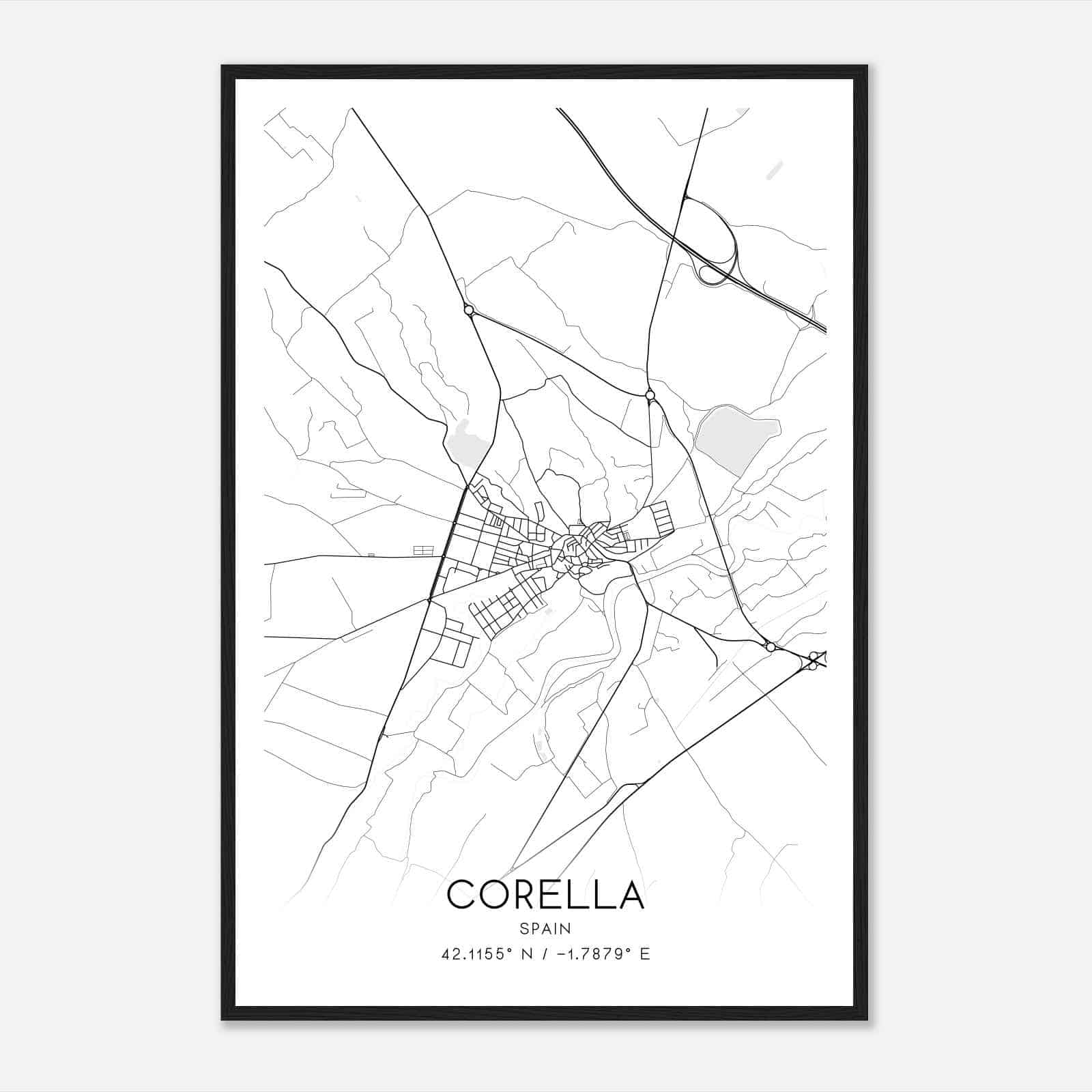 Corella Spain Map Poster, Modern Home Decor Wall Art Print
