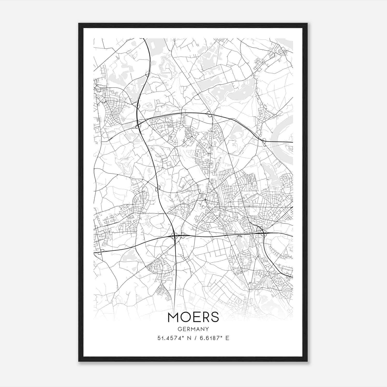 Moers Germany Map Poster, Modern Home Decor Wall Art Print