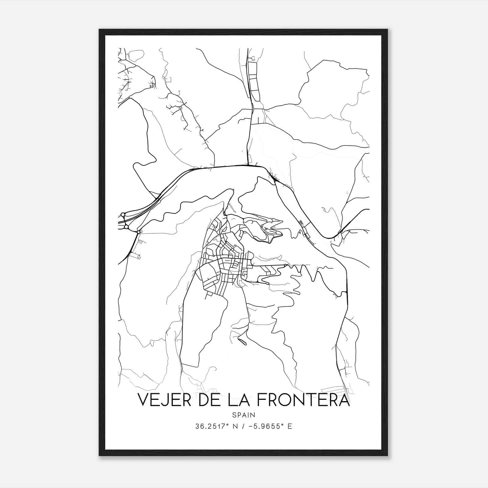 Vejer de la Frontera Spain Map Poster, Modern Home Decor Wall Art Print
