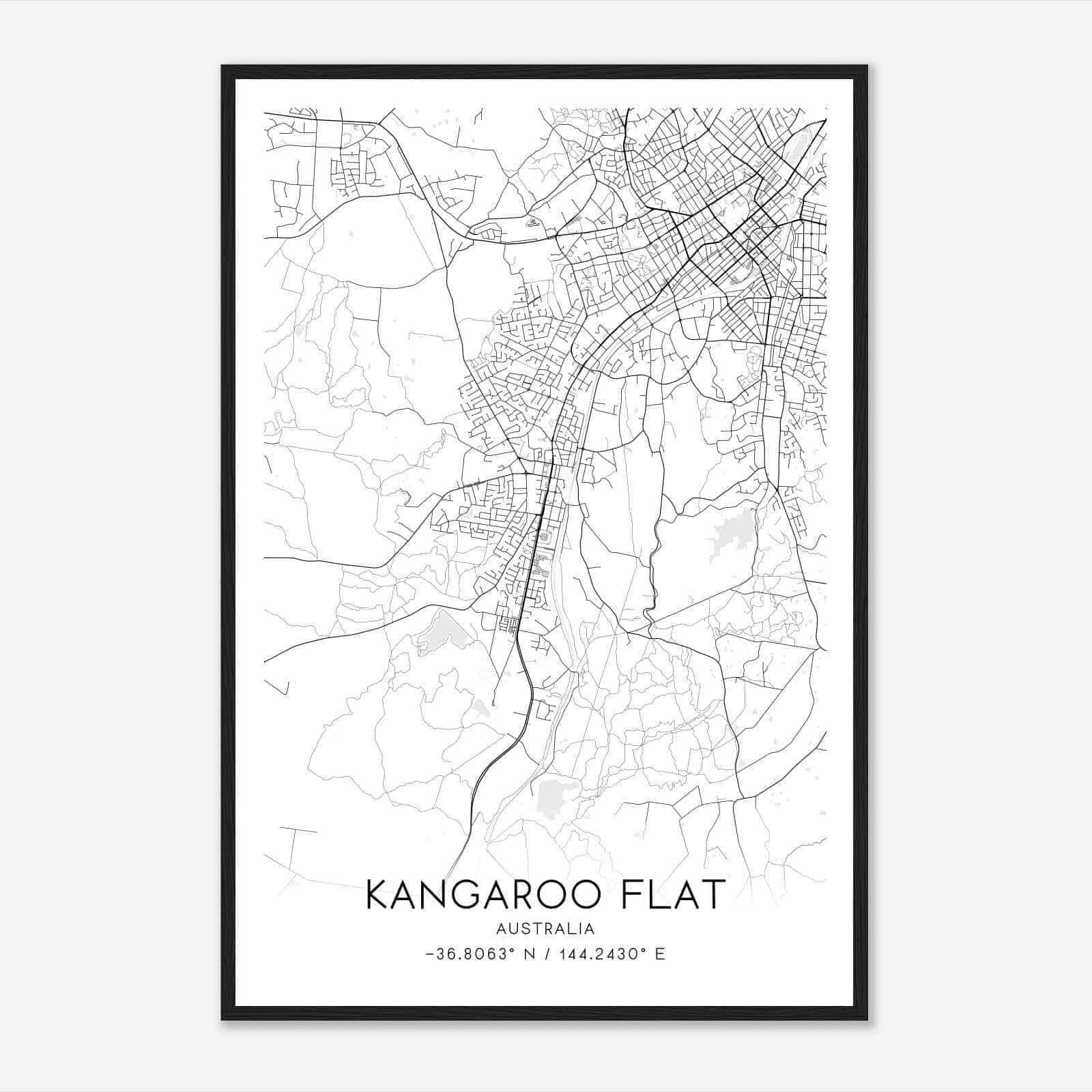 Kangaroo Flat Australia Map Poster, Modern Home Decor Wall Art Print