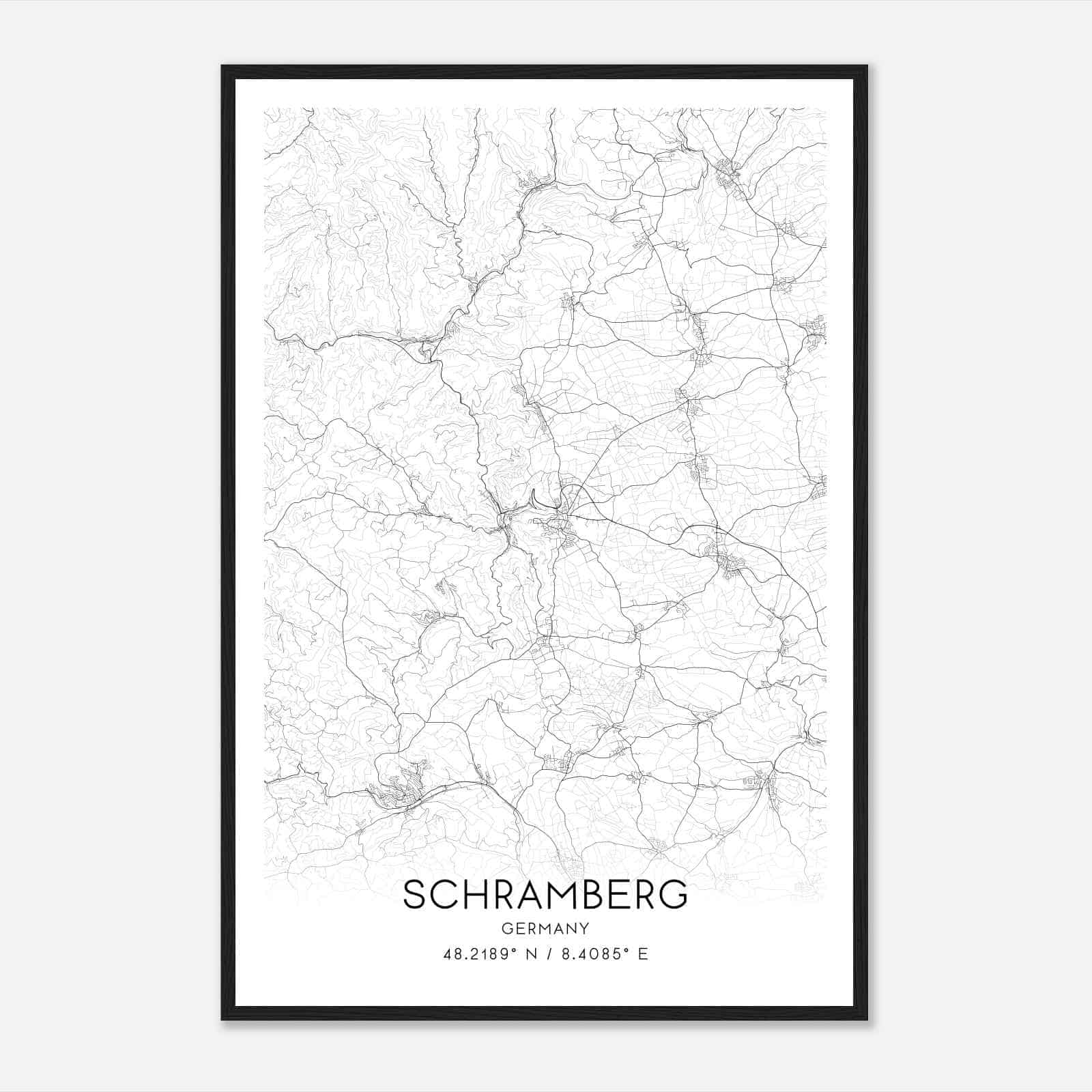 Schramberg Germany Map Poster, Modern Home Decor Wall Art Print