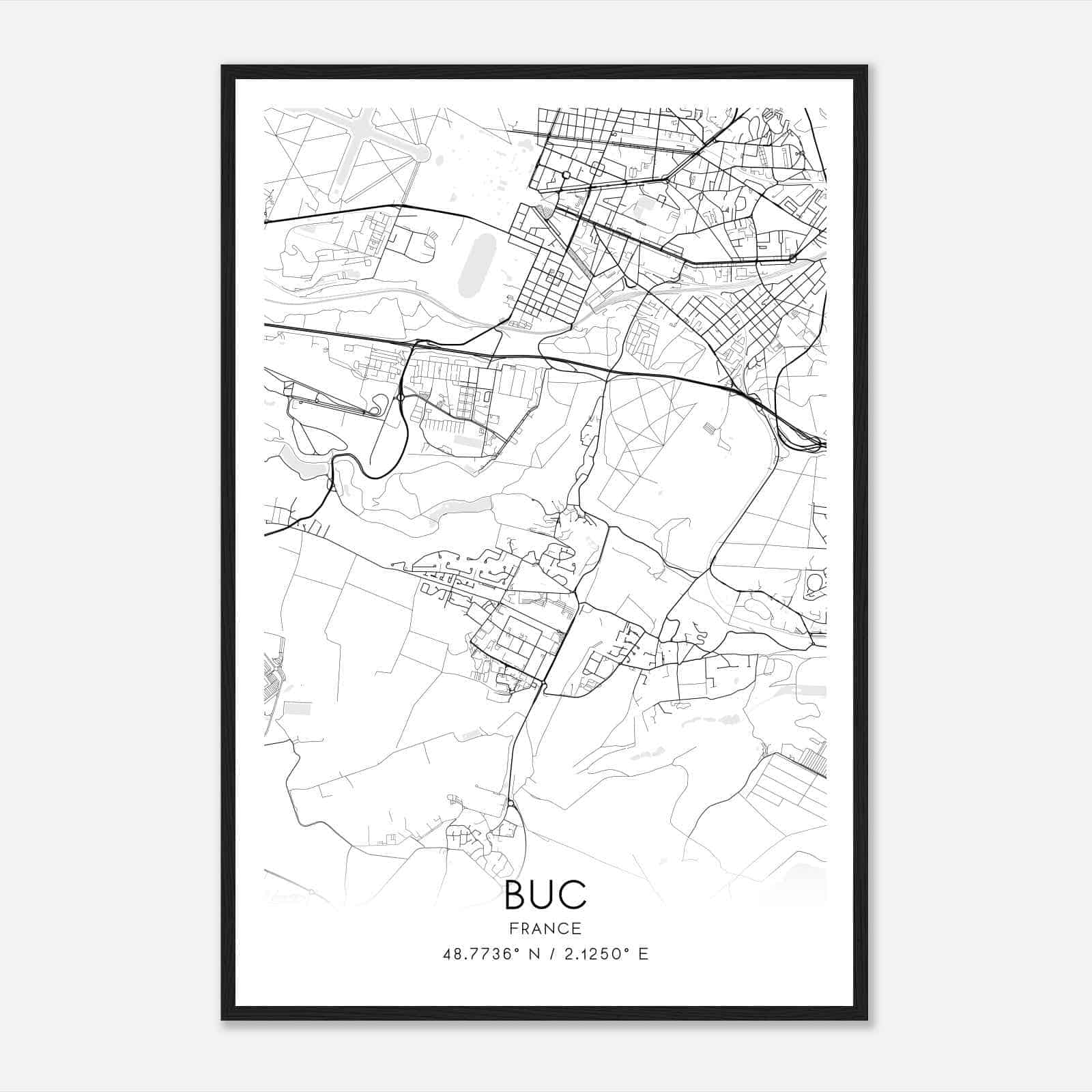 Buc France Map Poster, Modern Home Decor Wall Art Print Buc France Map Poster, Modern Home Decor Wall Art Print