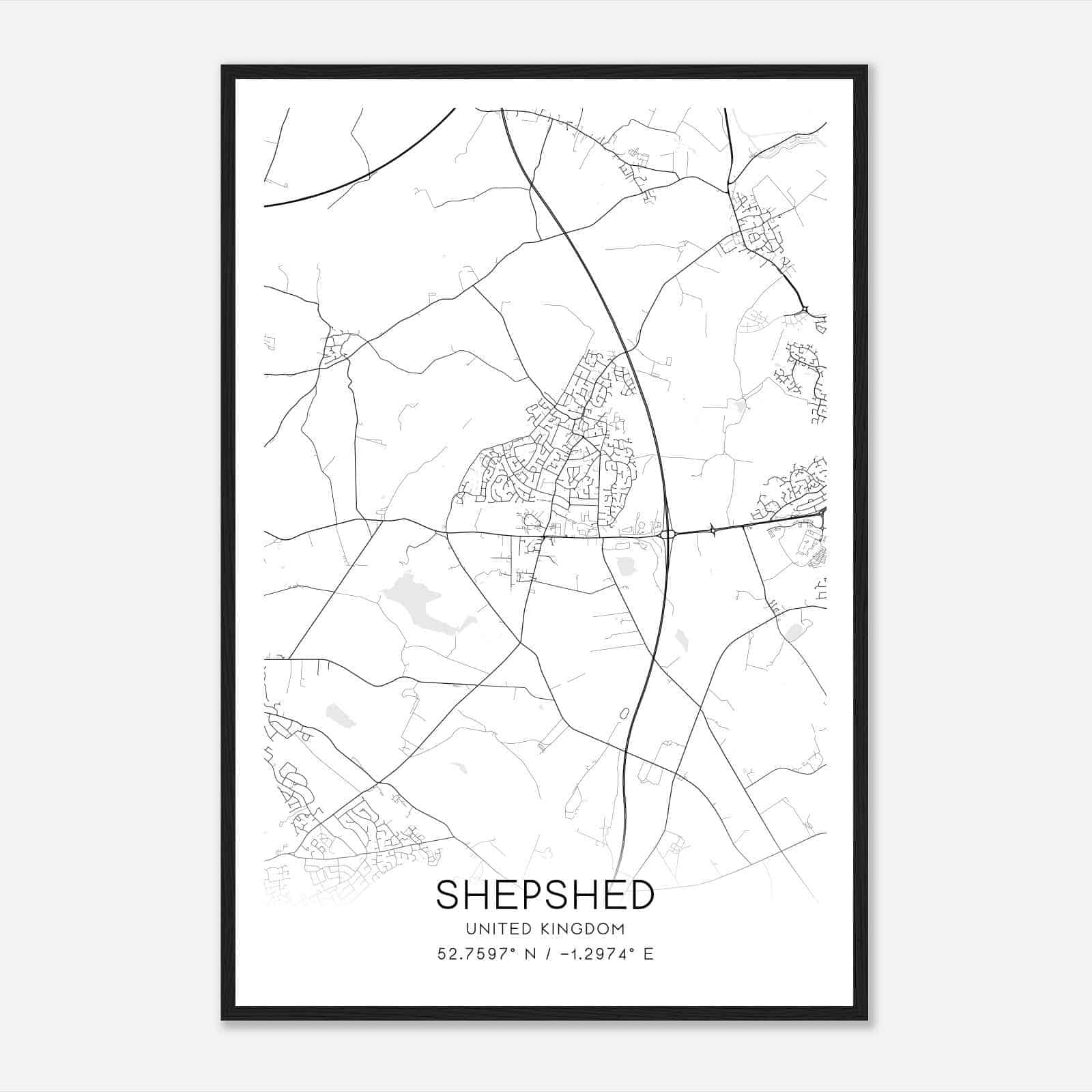 Shepshed United Kingdom Map Poster, Modern Home Decor Wall Art Print Shepshed United Kingdom Map Poster, Modern Home Decor Wall Art Print