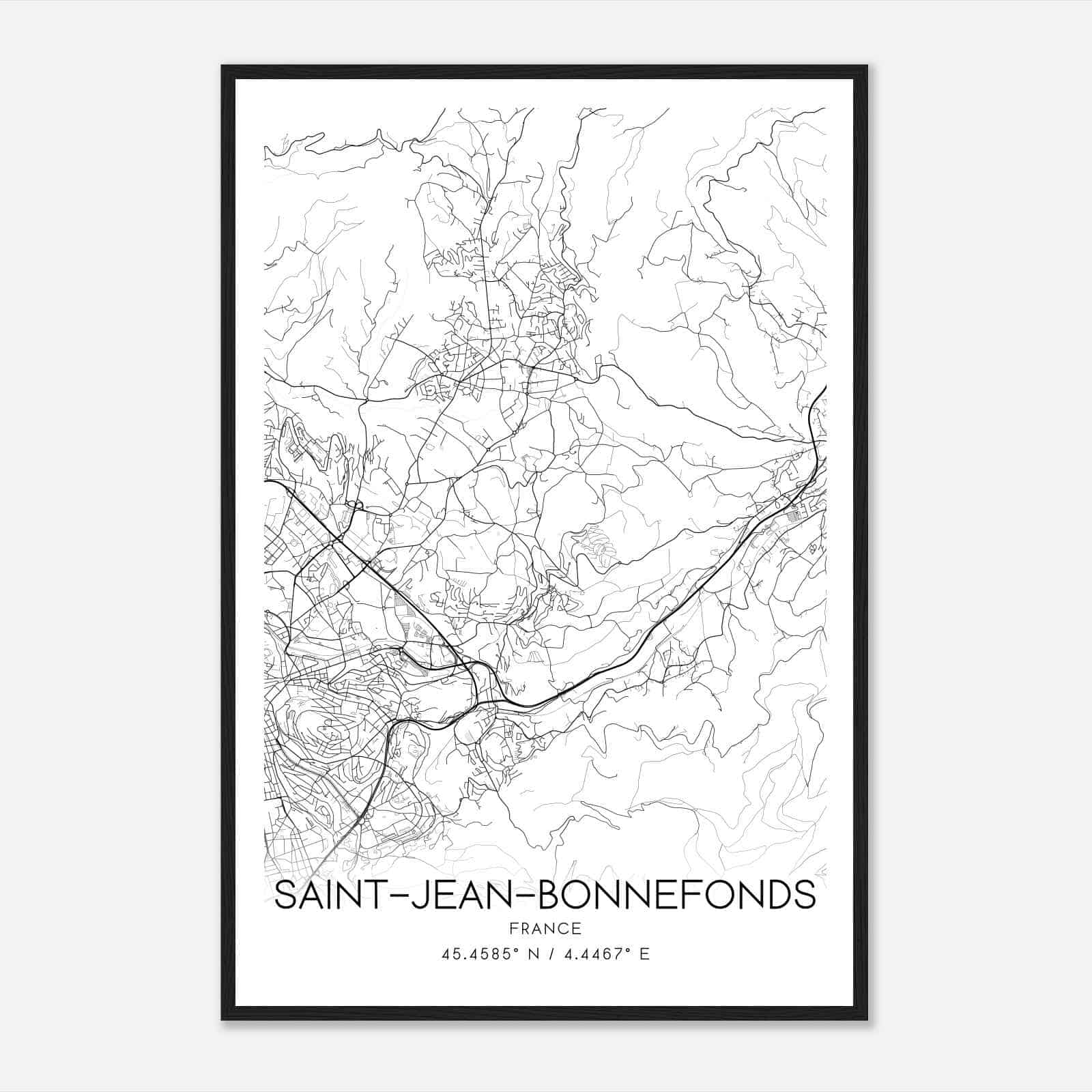 Saint-Jean-Bonnefonds France Map Poster, Modern Home Decor Wall Art Print