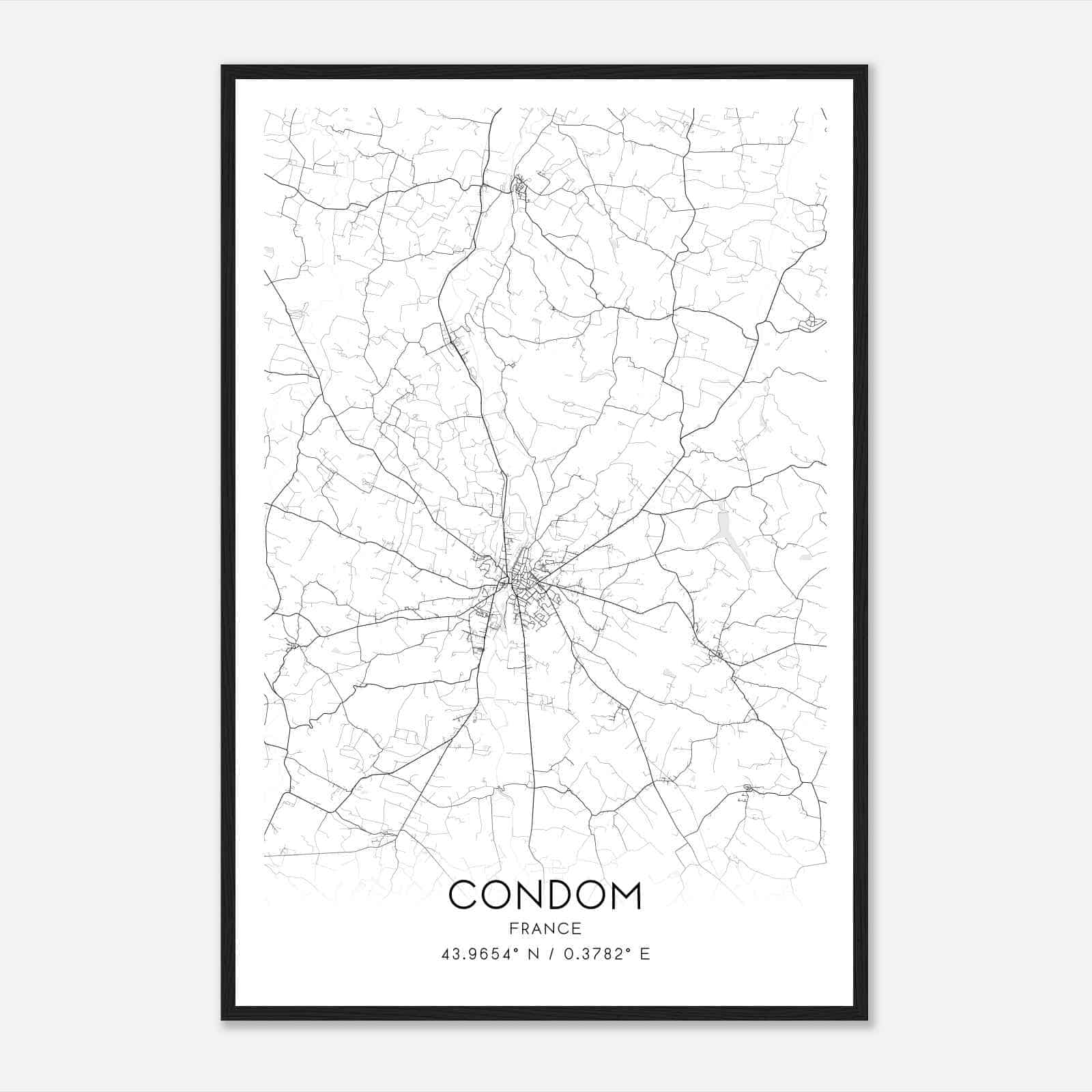 Condom France Map Poster, Modern Home Decor Wall Art Print