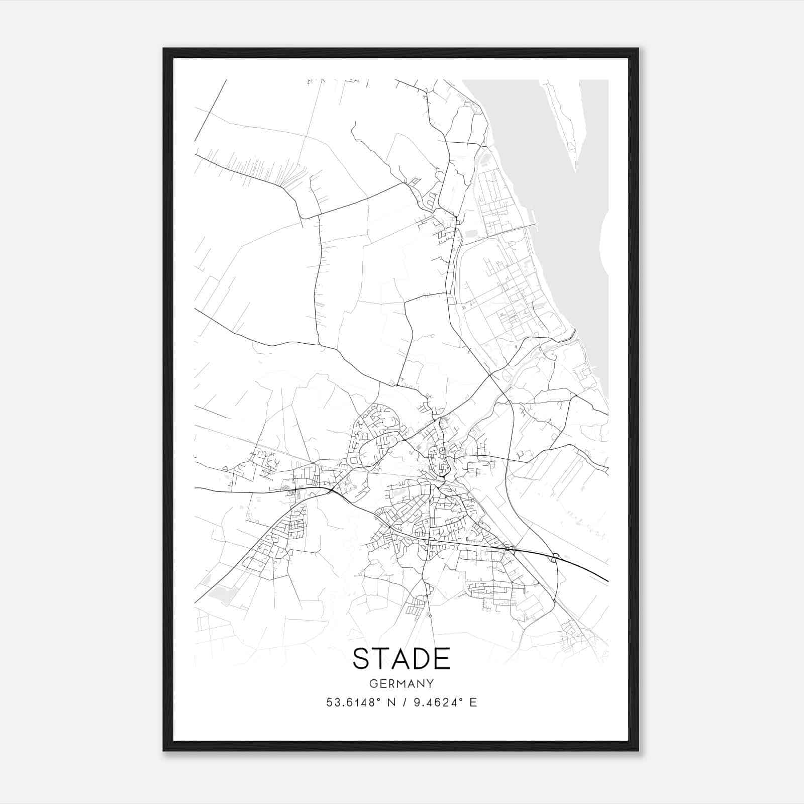 Stade Germany Map Poster, Modern Home Decor Wall Art Print