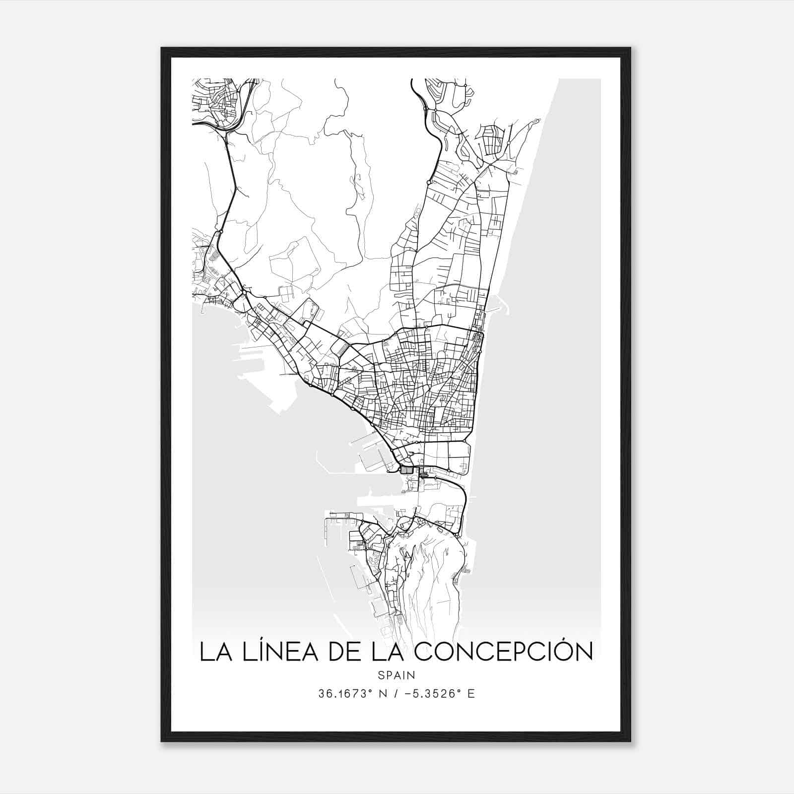 La Linea de la Concepcion Spain Map Poster, Modern Home Decor Wall Art Print