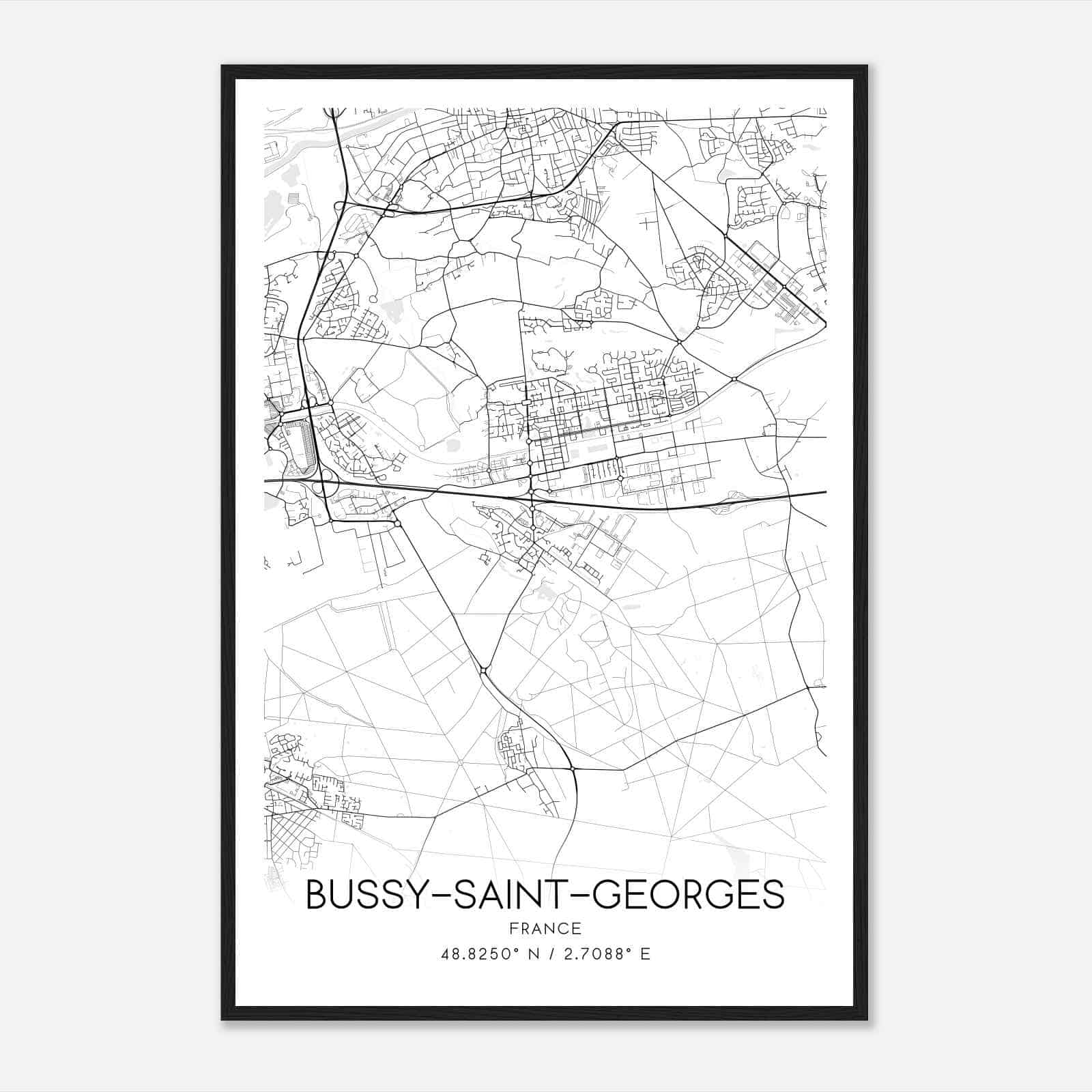 Bussy-Saint-Georges France Map Poster, Modern Home Decor Wall Art Print Bussy-Saint-Georges France Map Poster, Modern Home Decor Wall Art Print