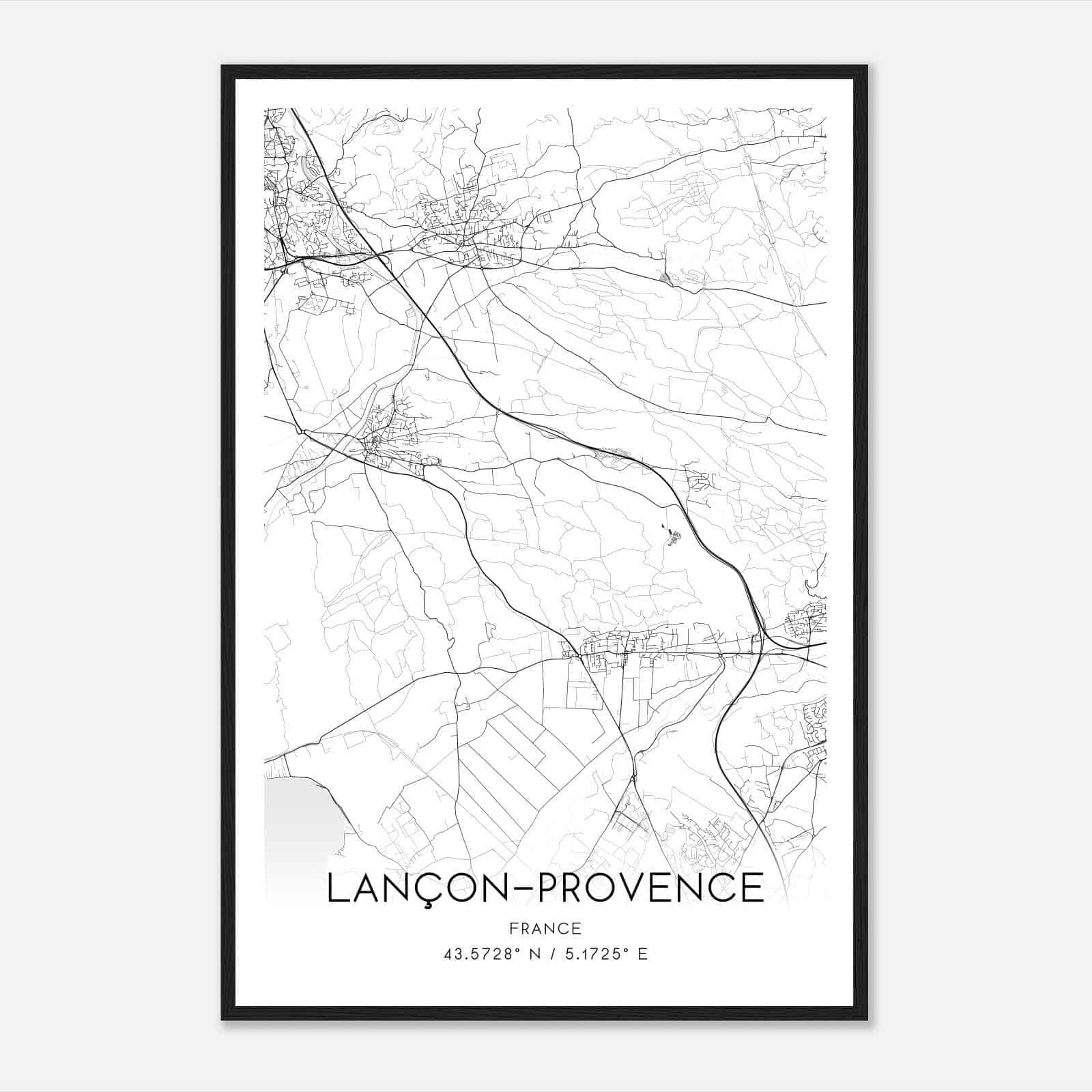 Lancon-Provence France Map Poster, Modern Home Decor Wall Art Print