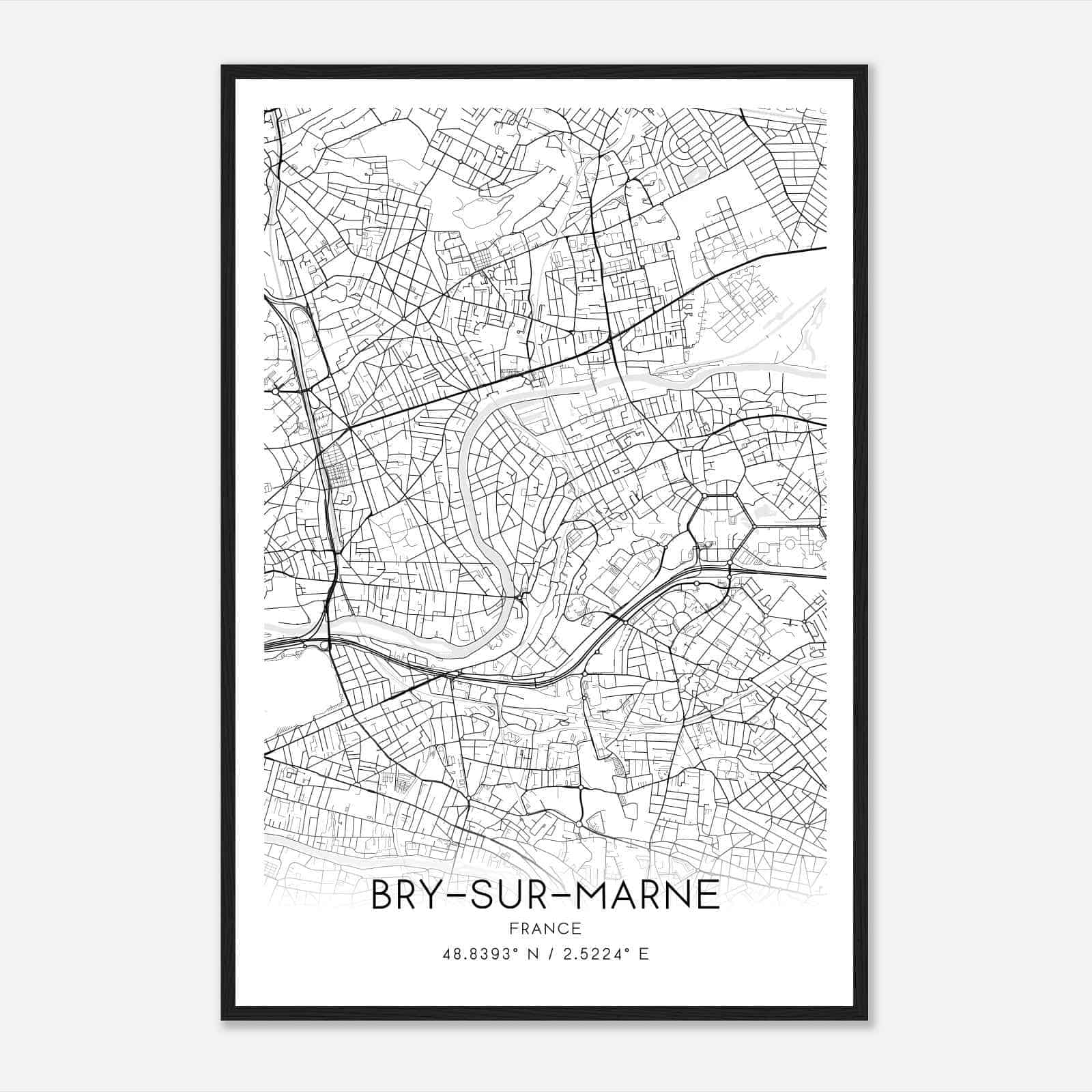 Bry-sur-Marne France Map Poster, Modern Home Decor Wall Art Print Bry-sur-Marne France Map Poster, Modern Home Decor Wall Art Print