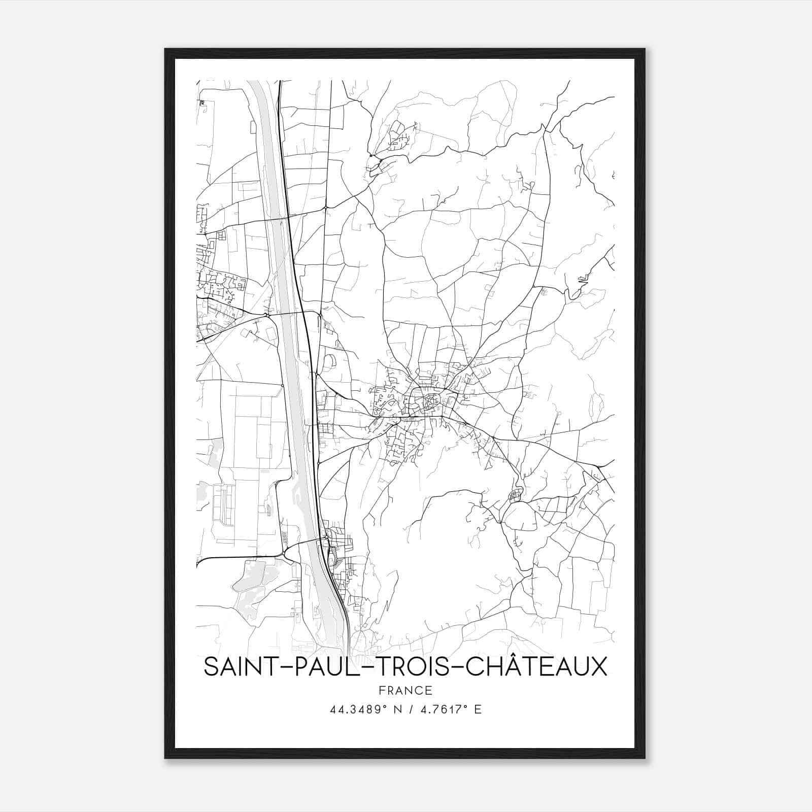 Saint-Paul-Trois-Chateaux France Map Poster, Modern Home Decor Wall Art Print