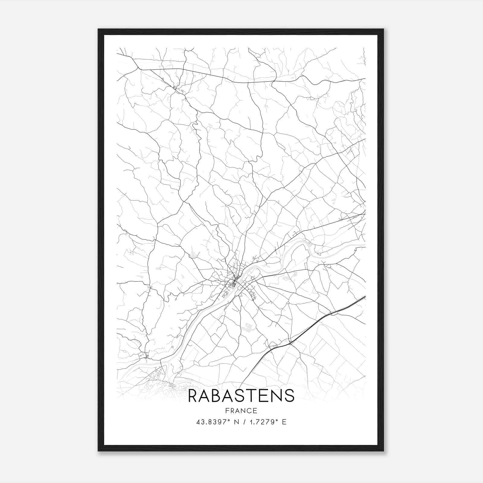 Rabastens France Map Poster, Modern Home Decor Wall Art Print