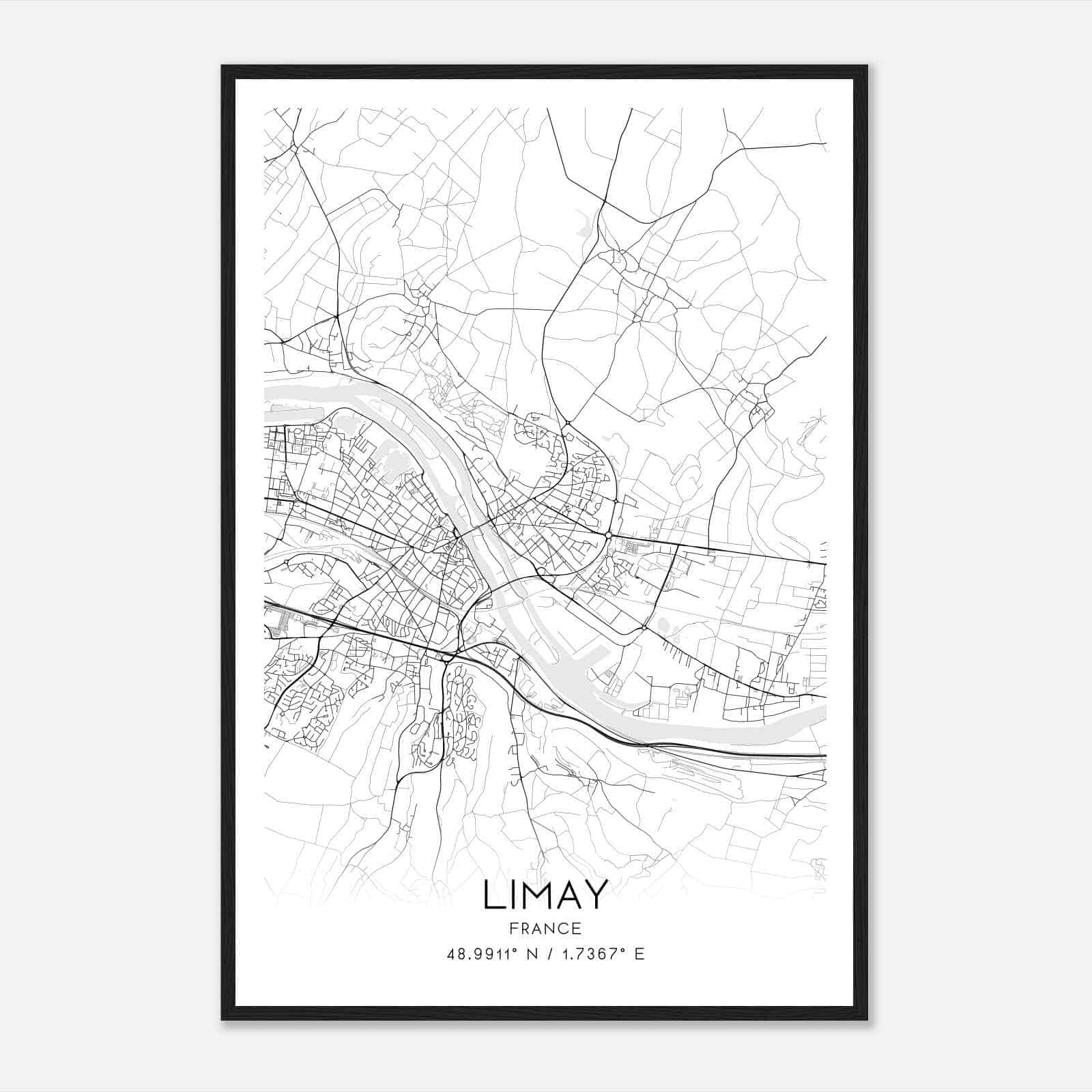 Limay France Map Poster, Modern Home Decor Wall Art Print