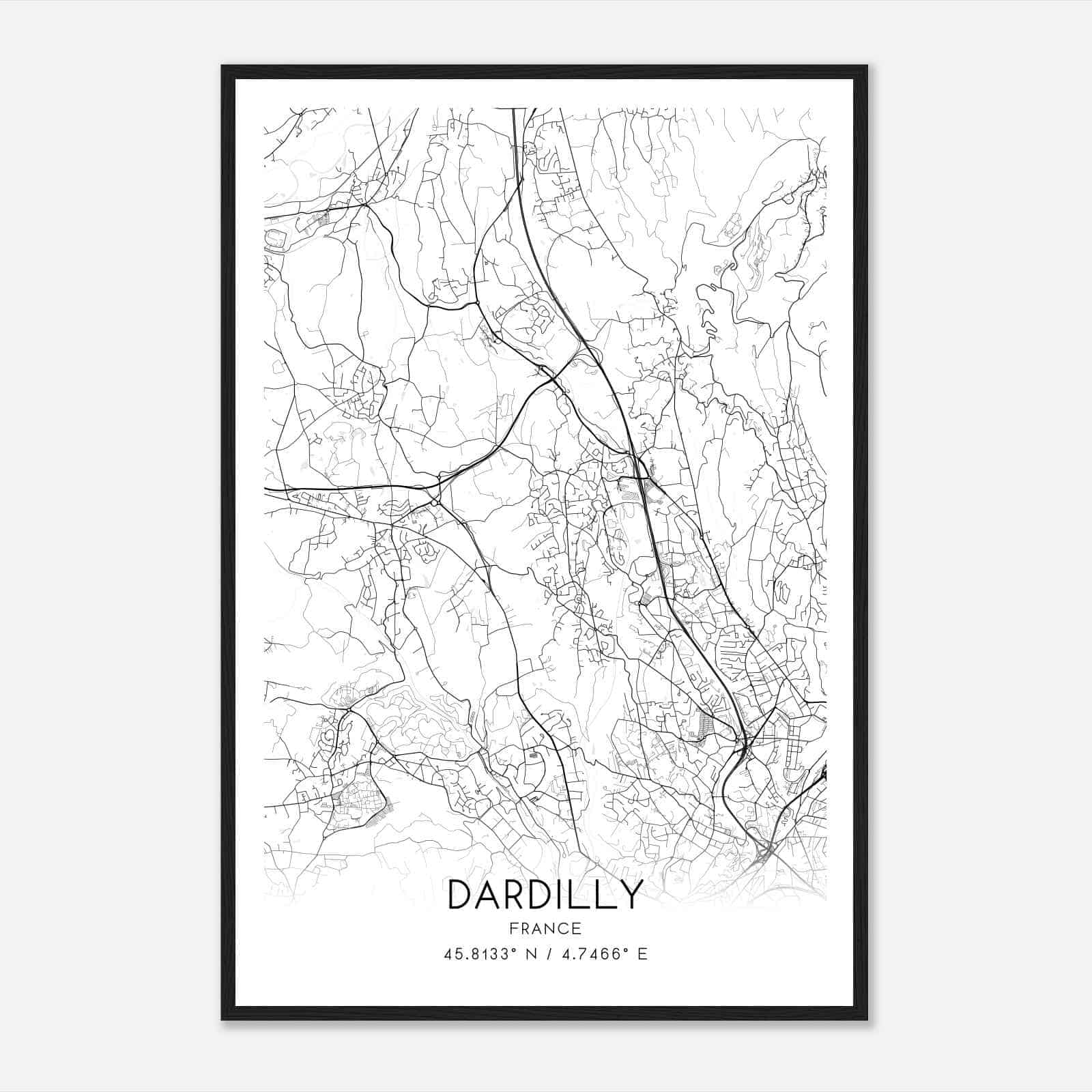 Dardilly France Map Poster, Modern Home Decor Wall Art Print