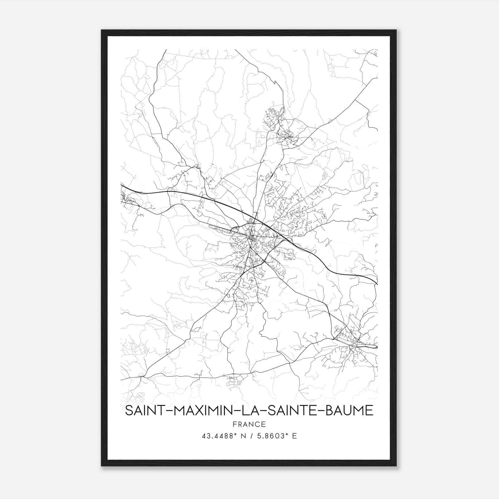 Saint-Maximin-la-Sainte-Baume France Map Poster, Modern Home Decor Wall Art Print