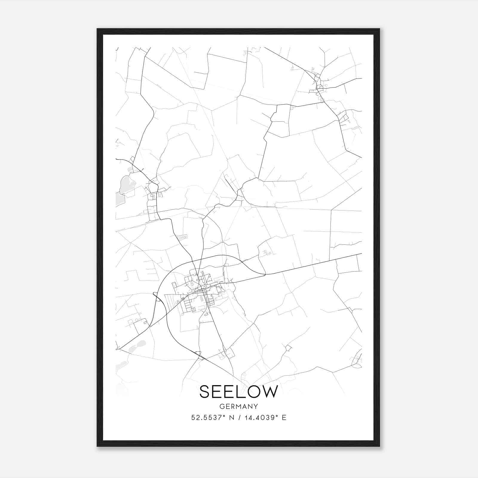 Seelow Germany Map Poster, Modern Home Decor Wall Art Print