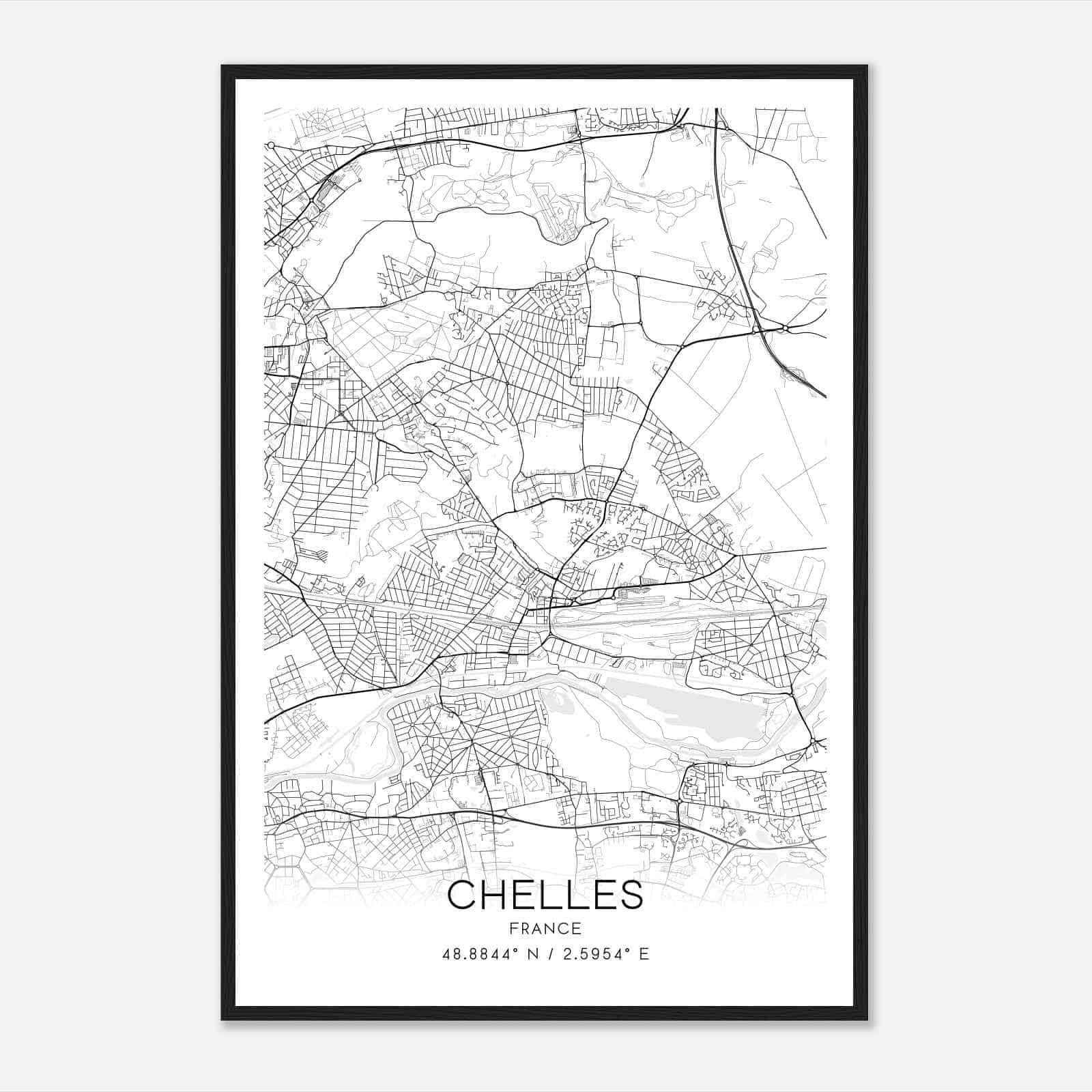 Chelles France Map Poster, Modern Home Decor Wall Art Print Chelles France Map Poster, Modern Home Decor Wall Art Print
