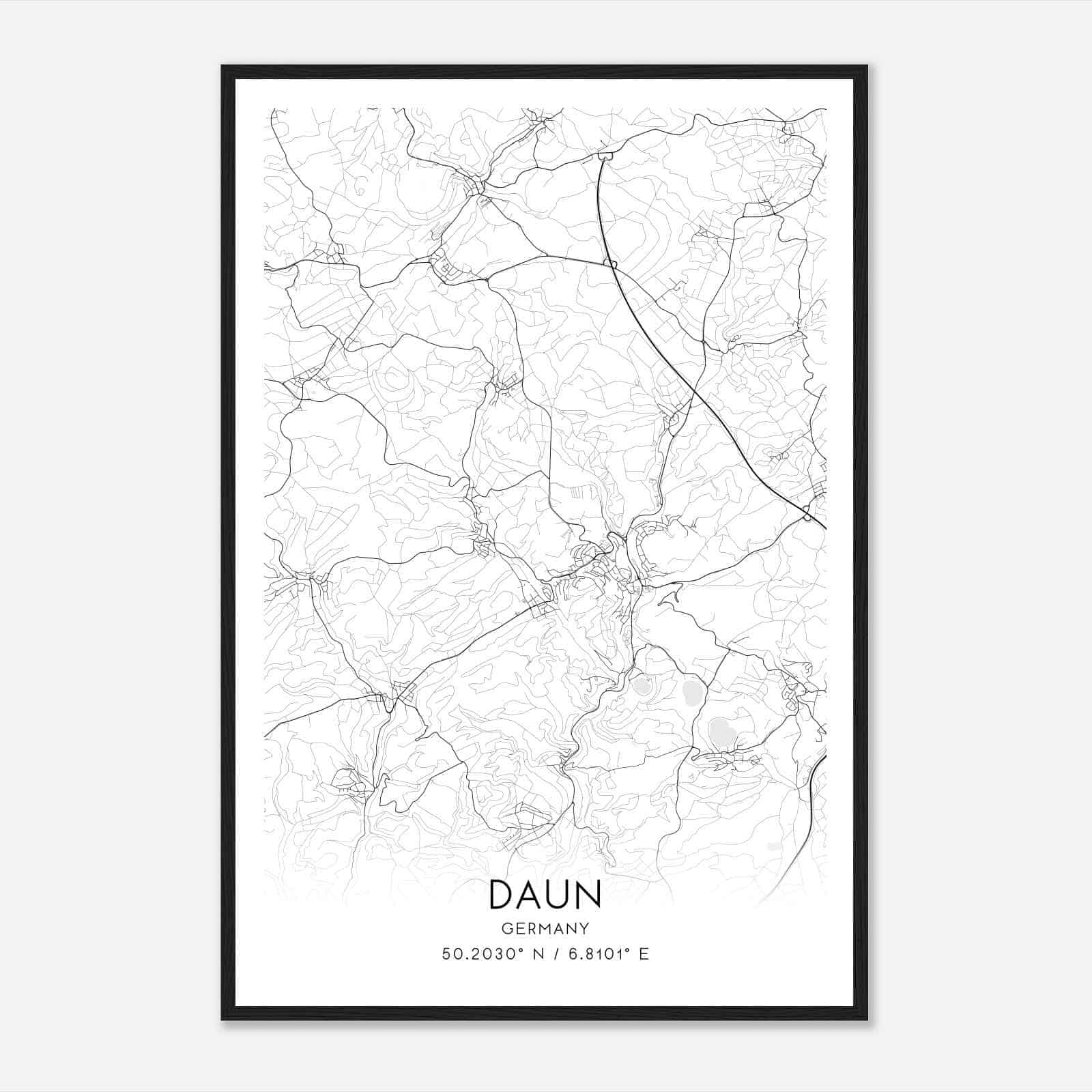 Daun Germany Map Poster, Modern Home Decor Wall Art Print