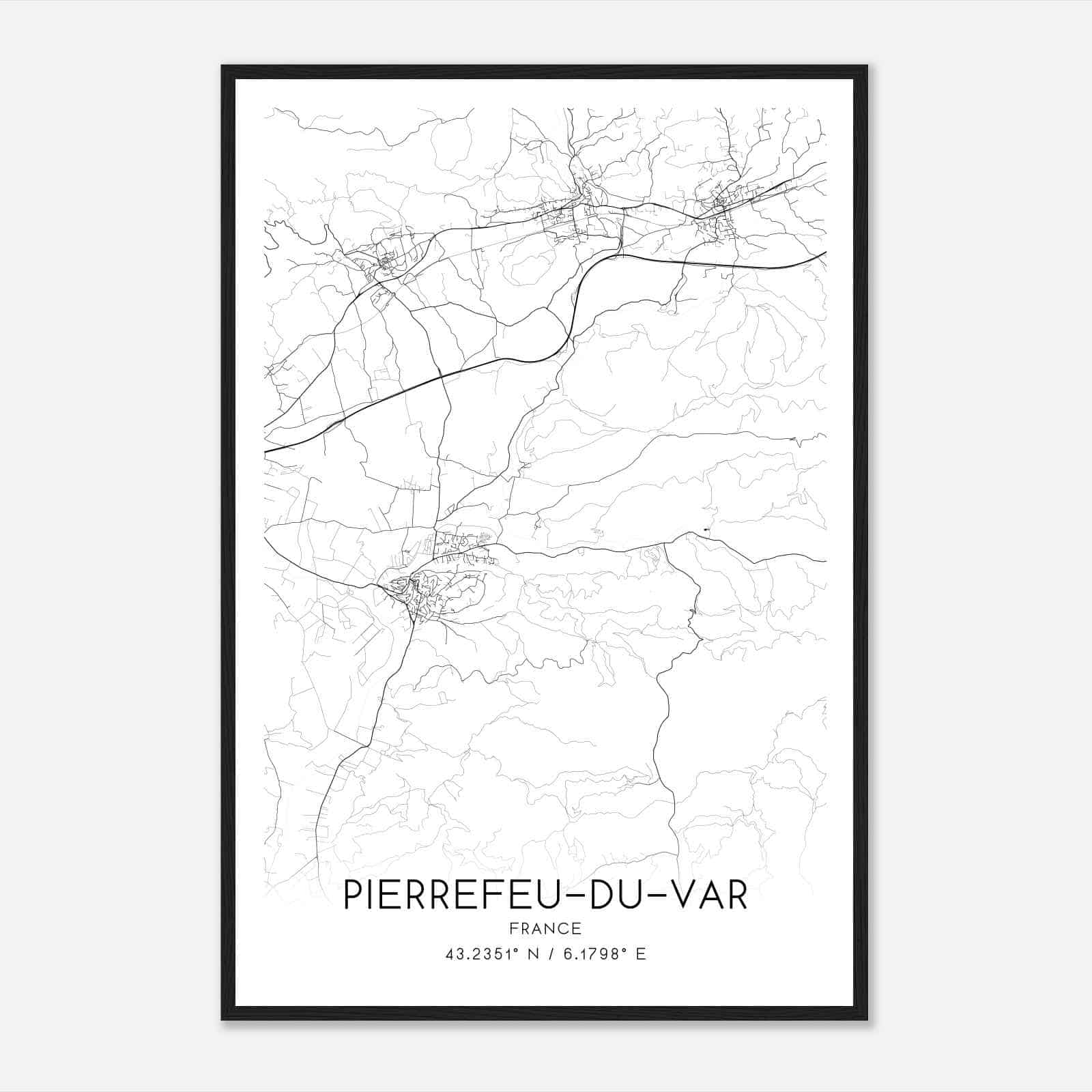 Pierrefeu-du-Var France Map Poster, Modern Home Decor Wall Art Print