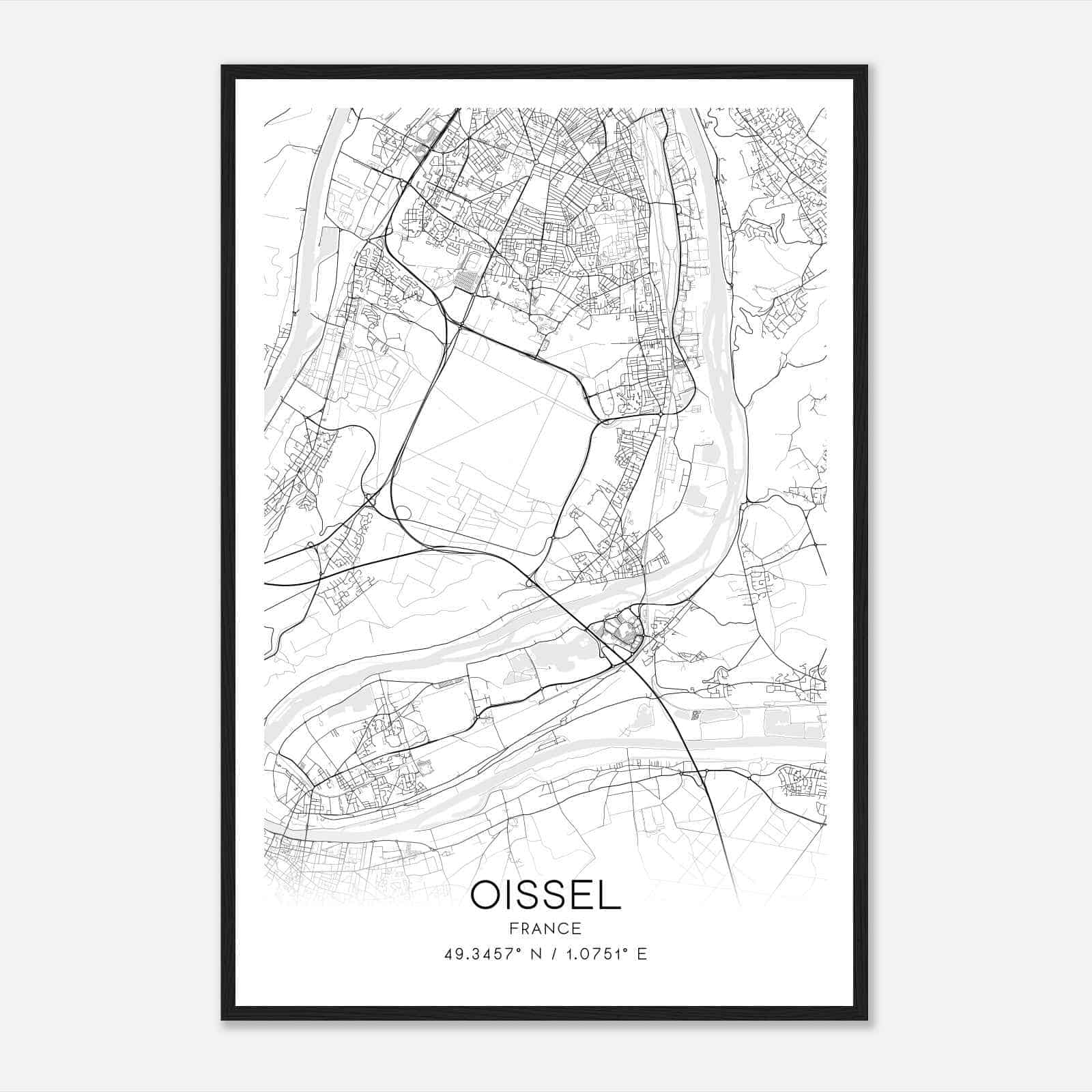 Oissel France Map Poster, Modern Home Decor Wall Art Print