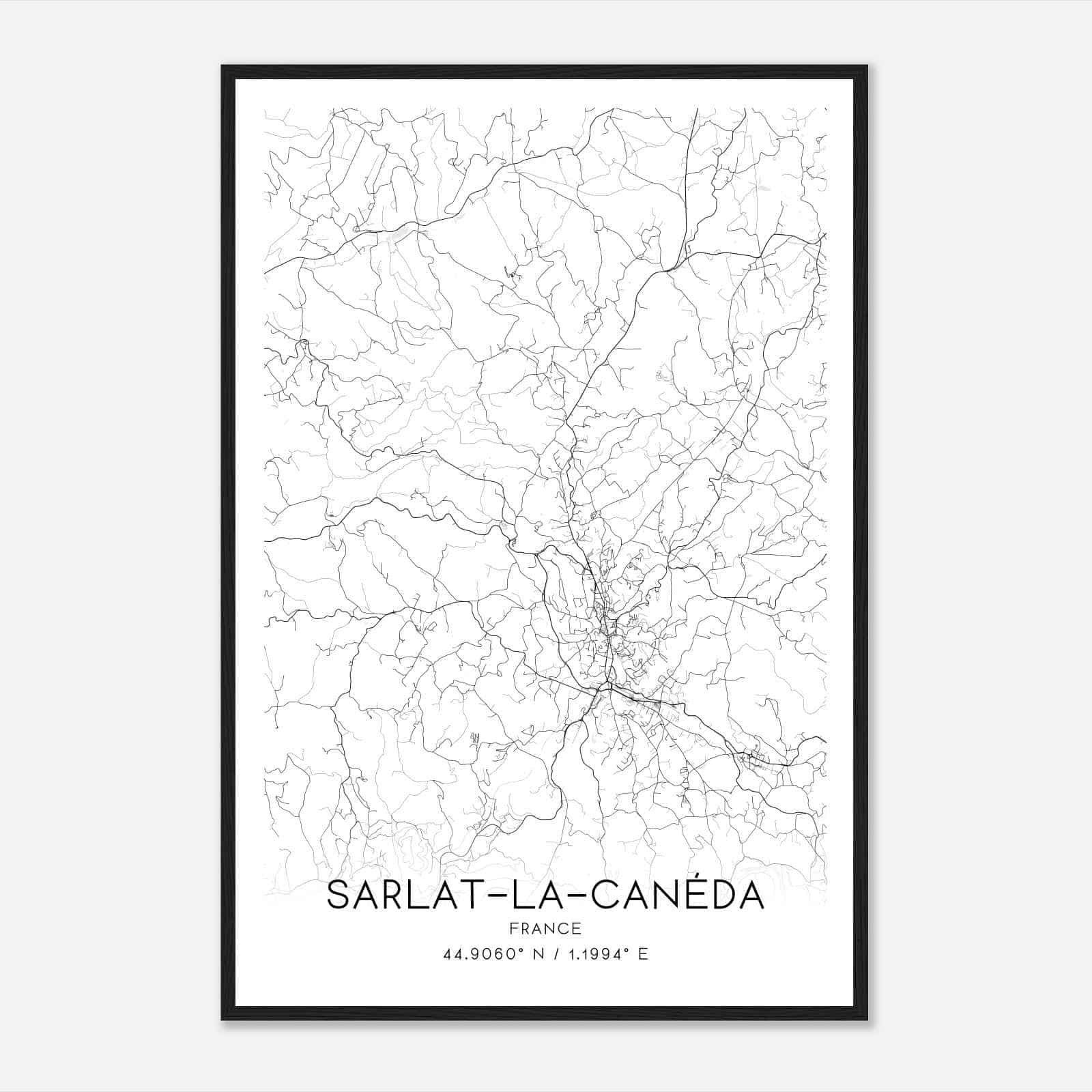 Sarlat-la-Caneda France Map Poster, Modern Home Decor Wall Art Print