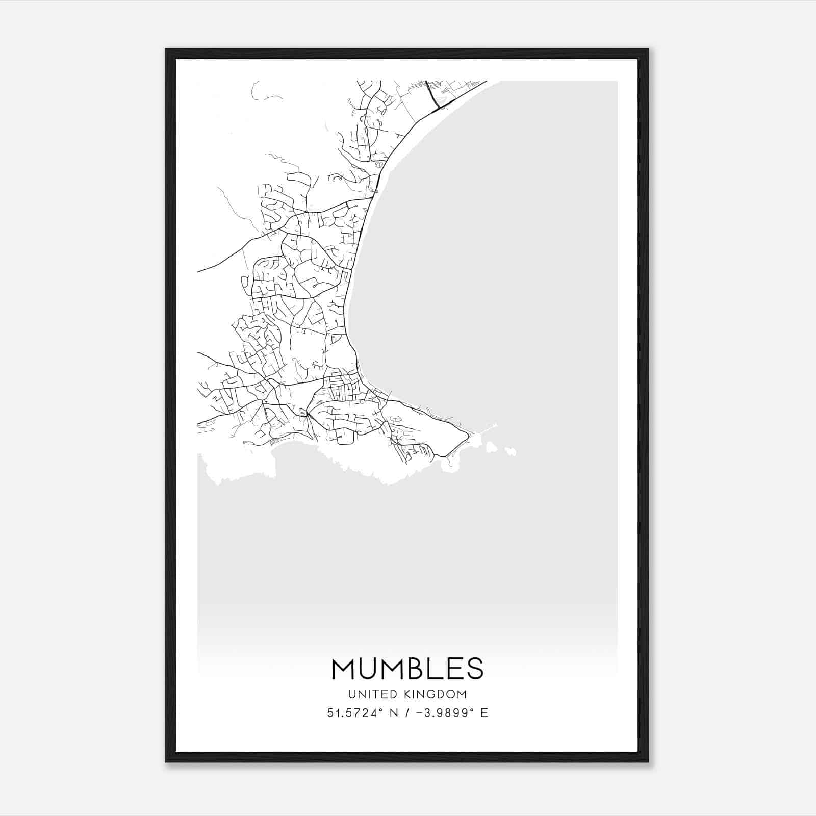 The Mumbles United Kingdom Map Poster, Modern Home Decor Wall Art Print
