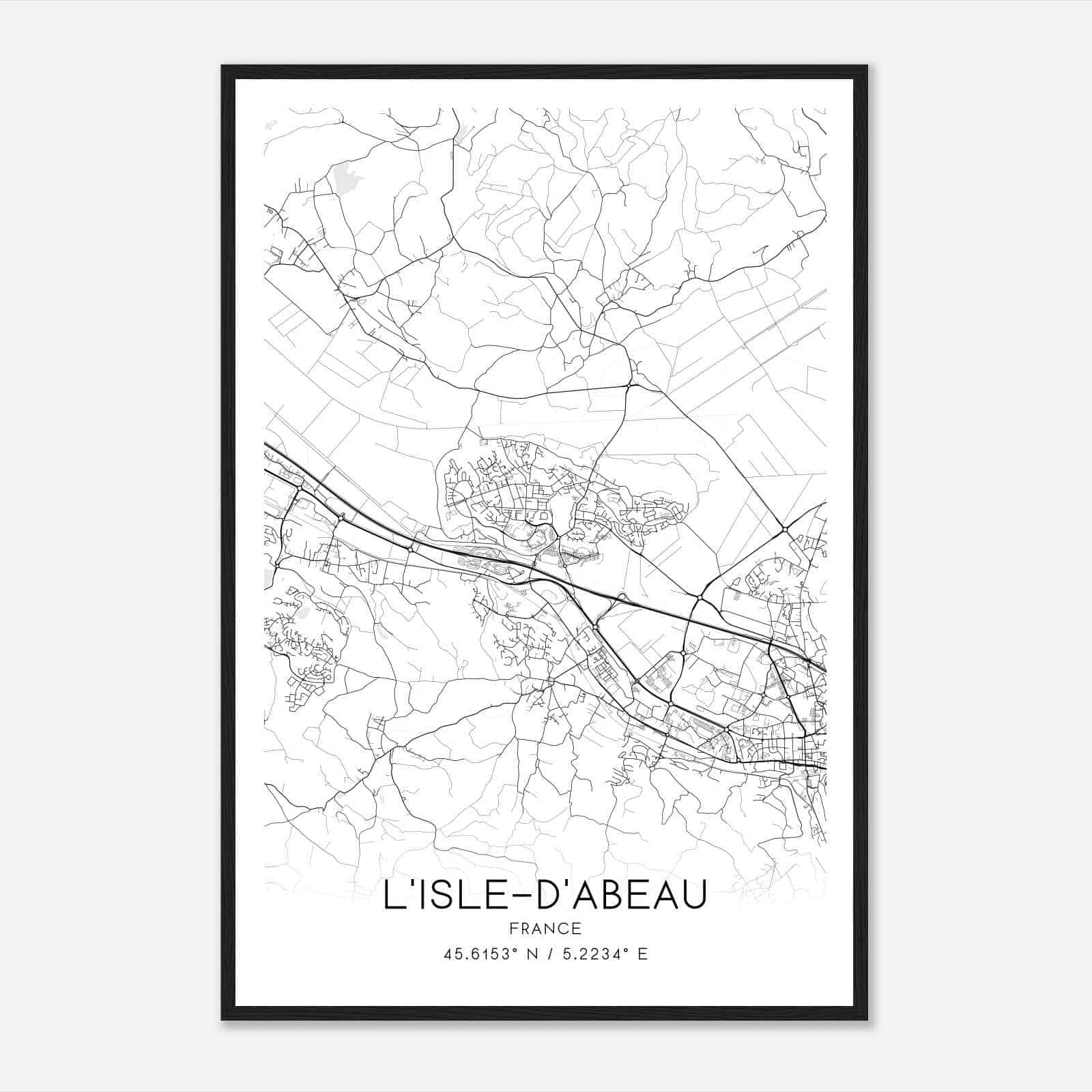 L’Isle-d’Abeau France Map Poster, Modern Home Decor Wall Art Print