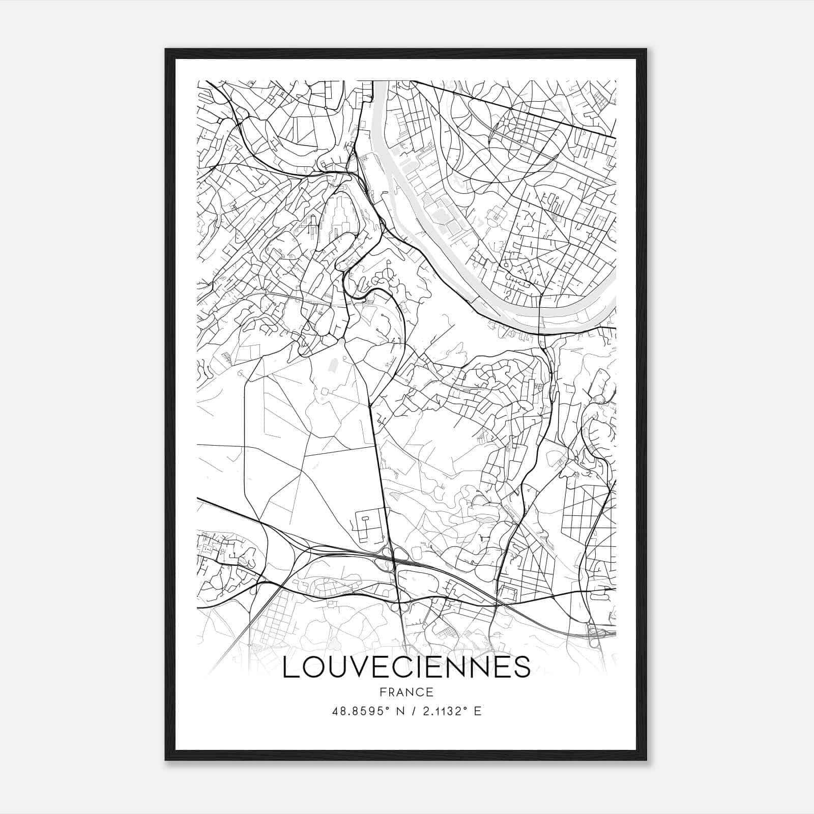 Louveciennes France Map Poster, Modern Home Decor Wall Art Print Louveciennes France Map Poster, Modern Home Decor Wall Art Print