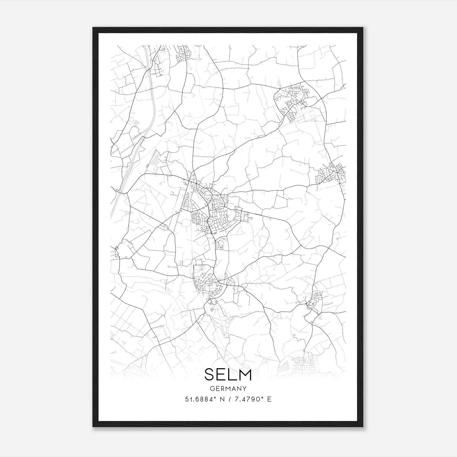 Selm Germany Map Poster, Modern Home Decor Wall Art Print