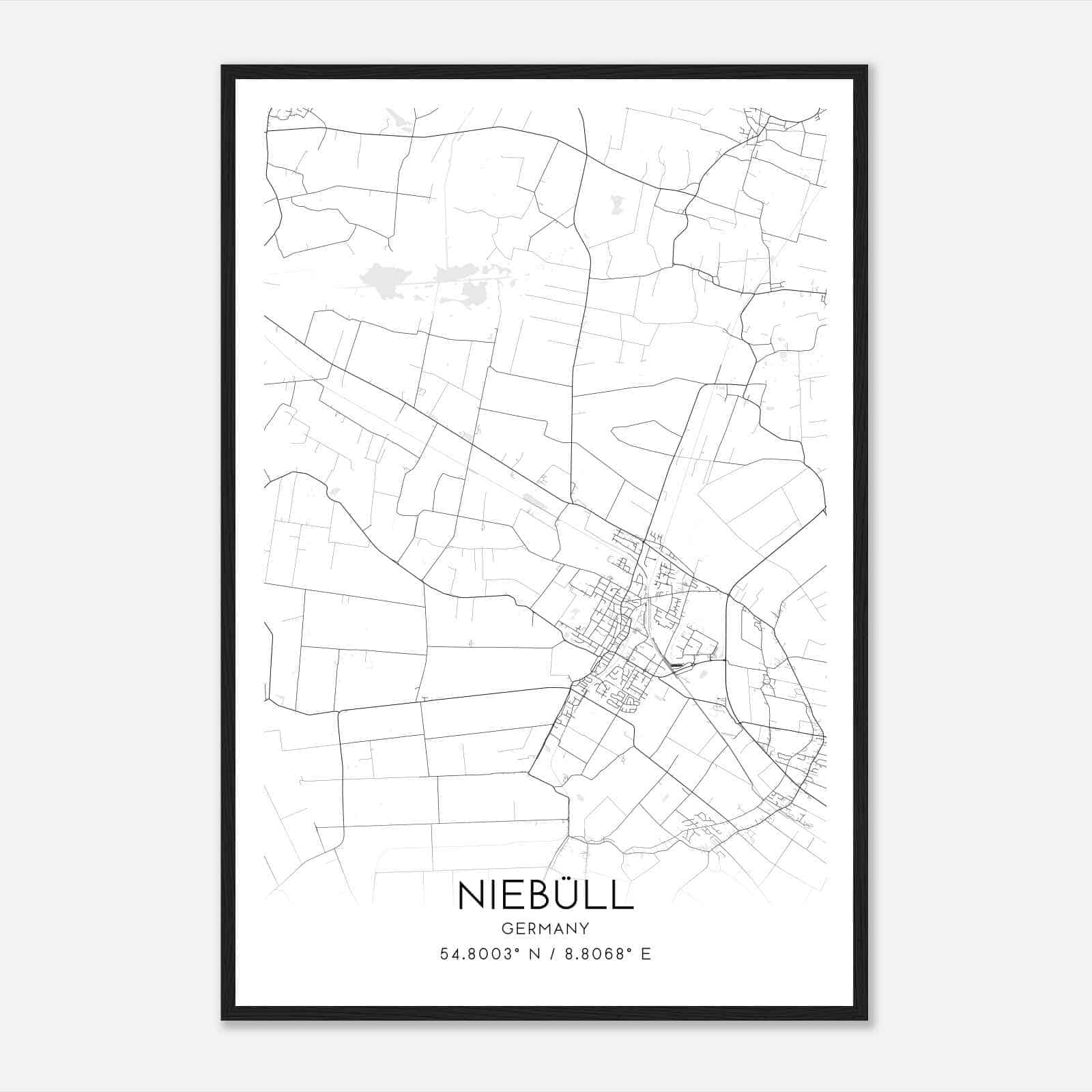 Niebull Germany Map Poster, Modern Home Decor Wall Art Print
