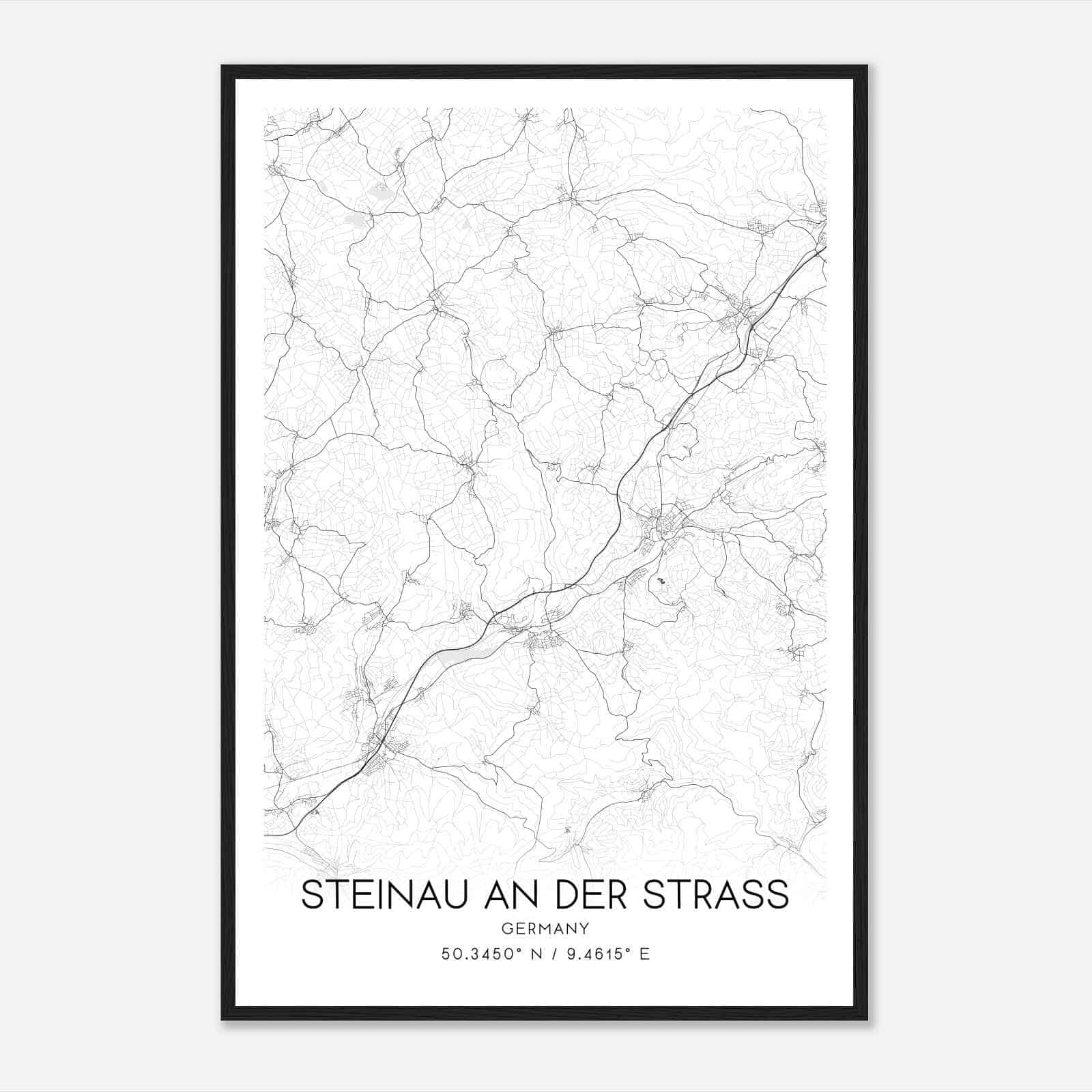 Steinau an der Strasse Germany Map Poster, Modern Home Decor Wall Art Print
