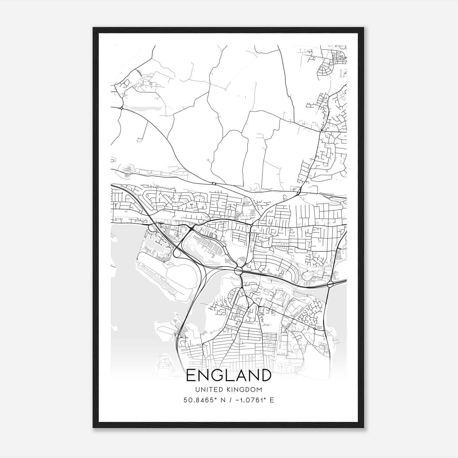 Cosham United Kingdom Map Poster, Modern Home Decor Wall Art Print