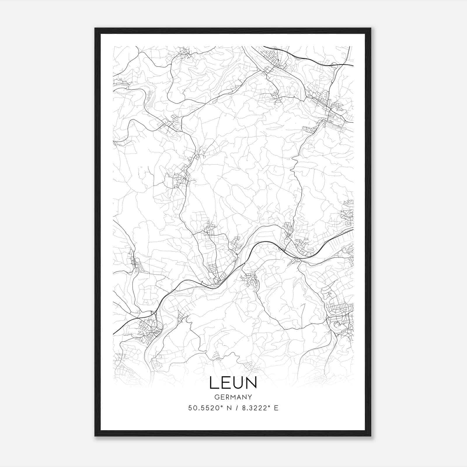 Leun Germany Map Poster, Modern Home Decor Wall Art Print