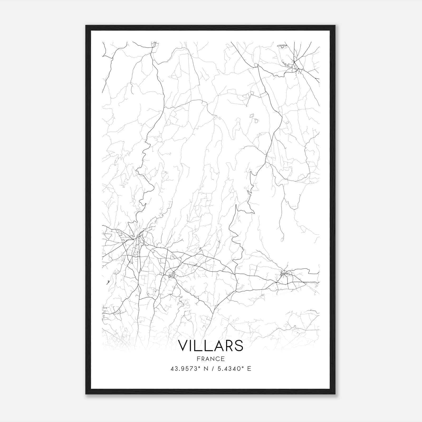 Villars France Map Poster, Modern Home Decor Wall Art Print