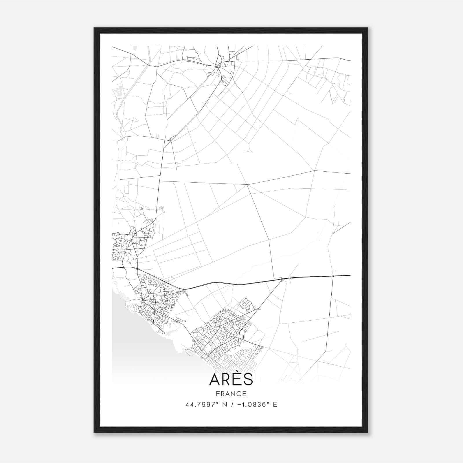 Ares France Map Poster, Modern Home Decor Wall Art Print